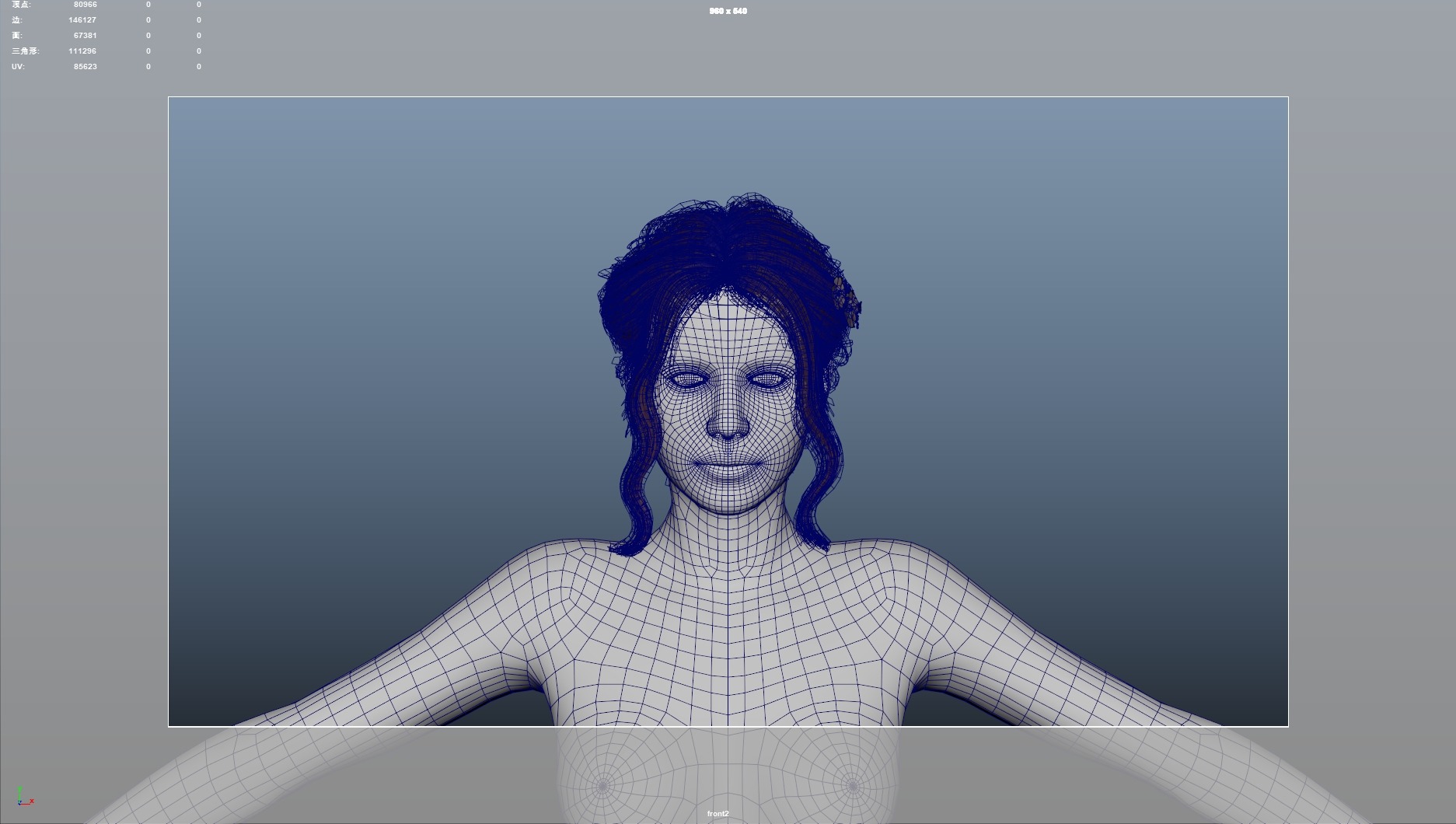 Realistic Female Hair Low-poly 3D model_8