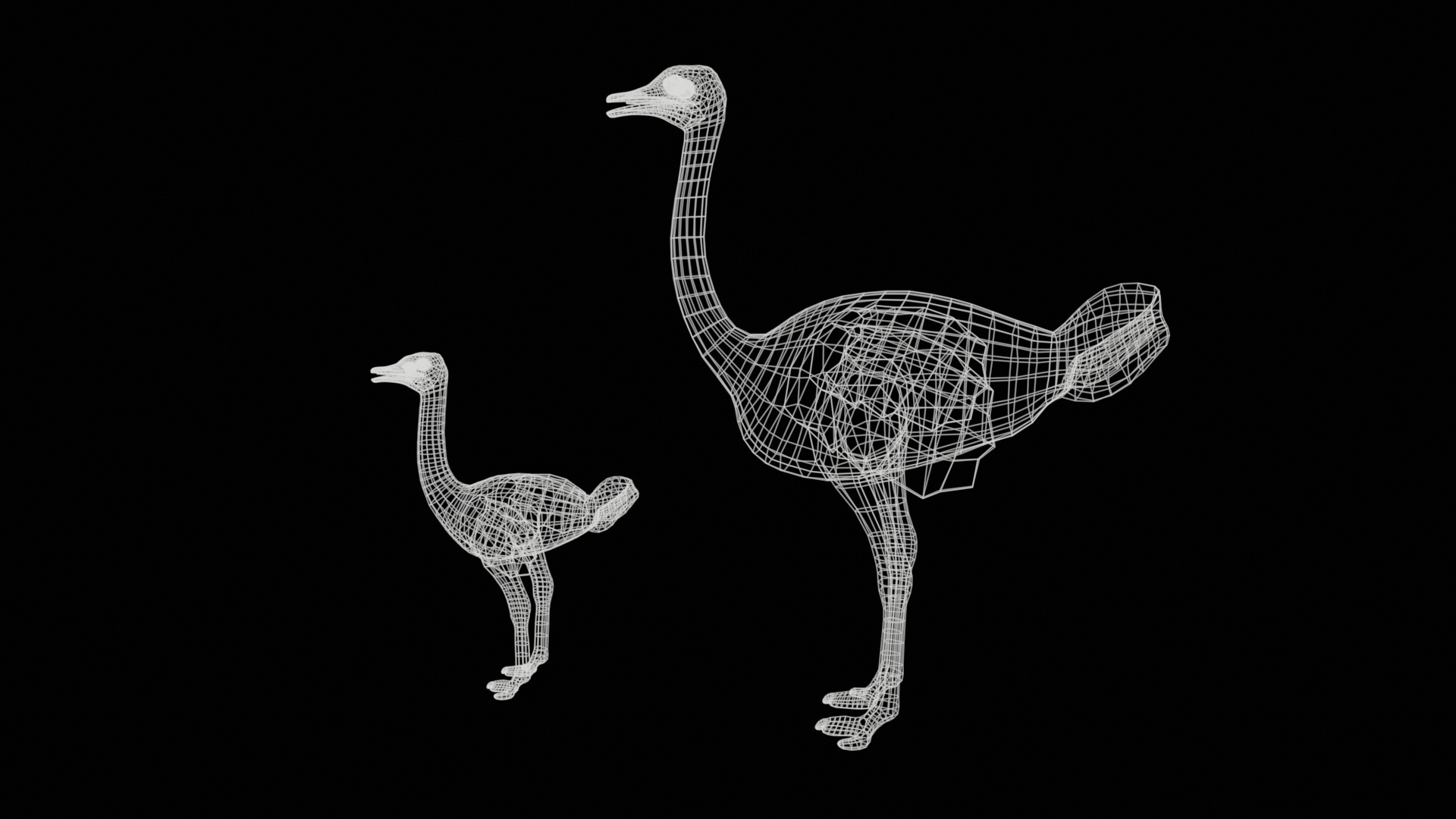 adult ostrich and ostrich chick  rig  high-poly  textured  3D model_17