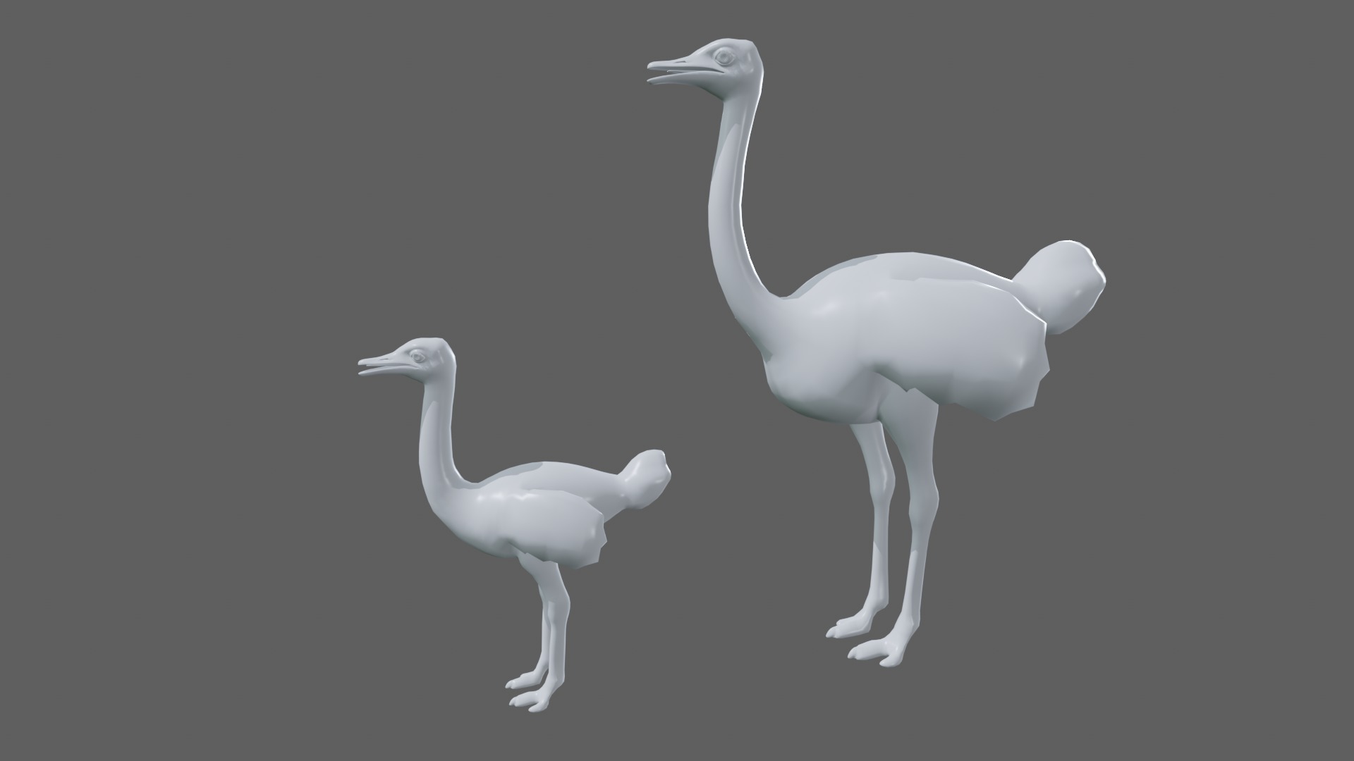 adult ostrich and ostrich chick  rig  high-poly  textured  3D model_11