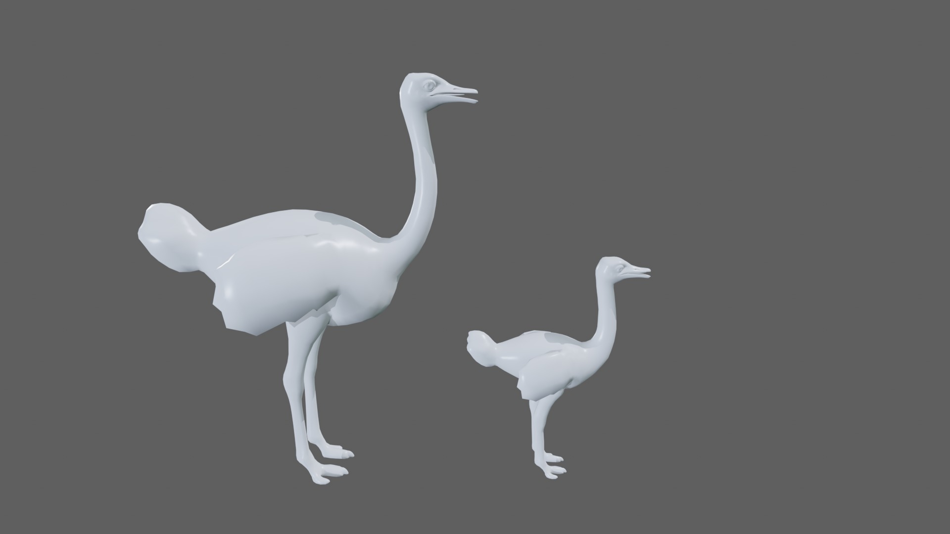 adult ostrich and ostrich chick  rig  high-poly  textured  3D model_12