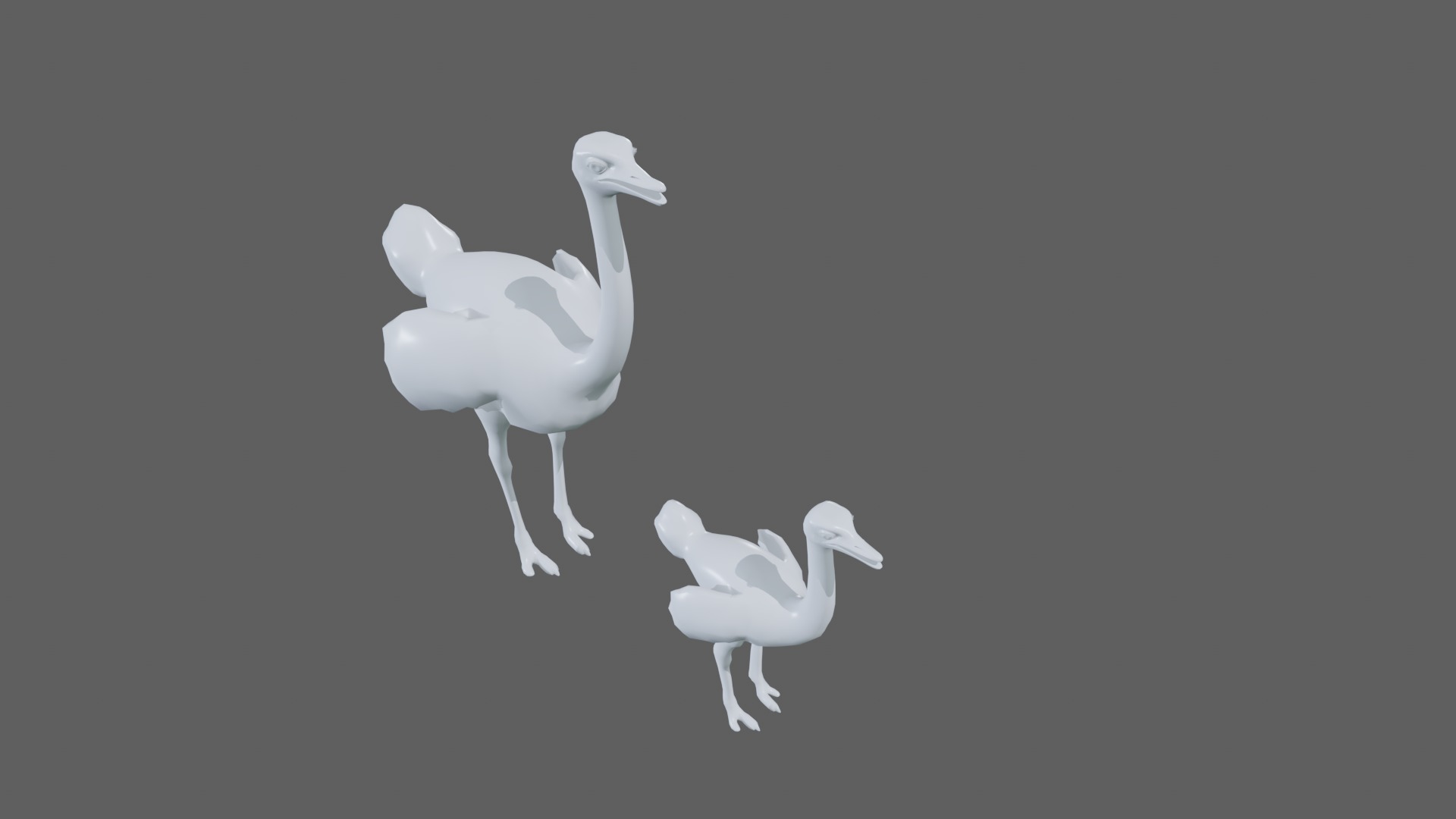 adult ostrich and ostrich chick  rig  high-poly  textured  3D model_14
