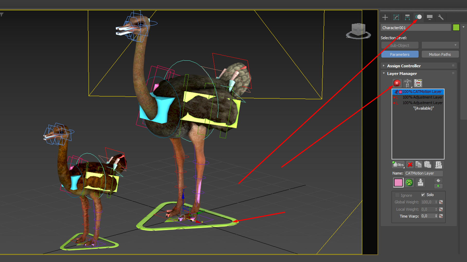 adult ostrich and ostrich chick  rig  high-poly  textured  3D model_3