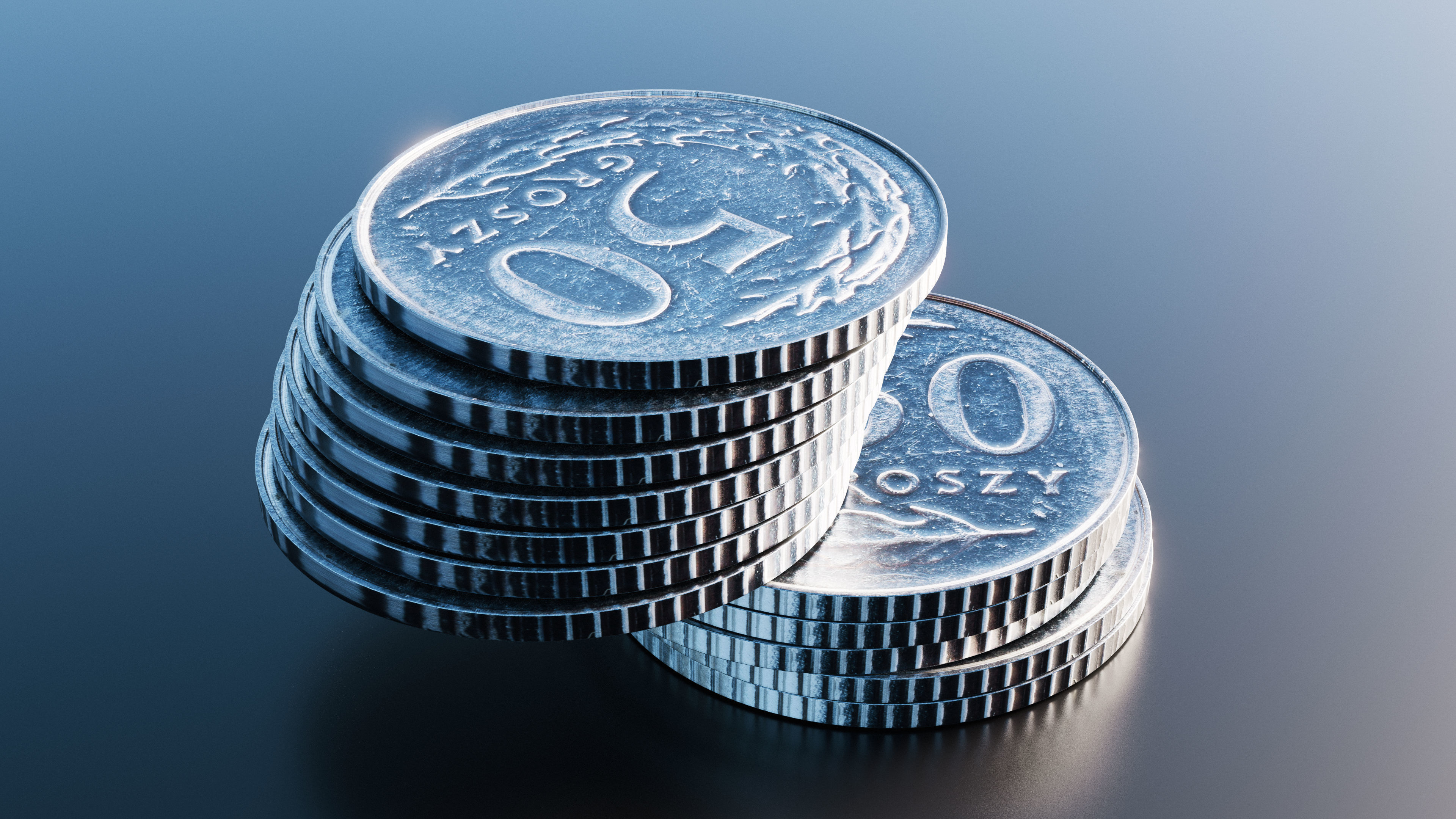 Polish Zloty coin Low-poly 3D model_6