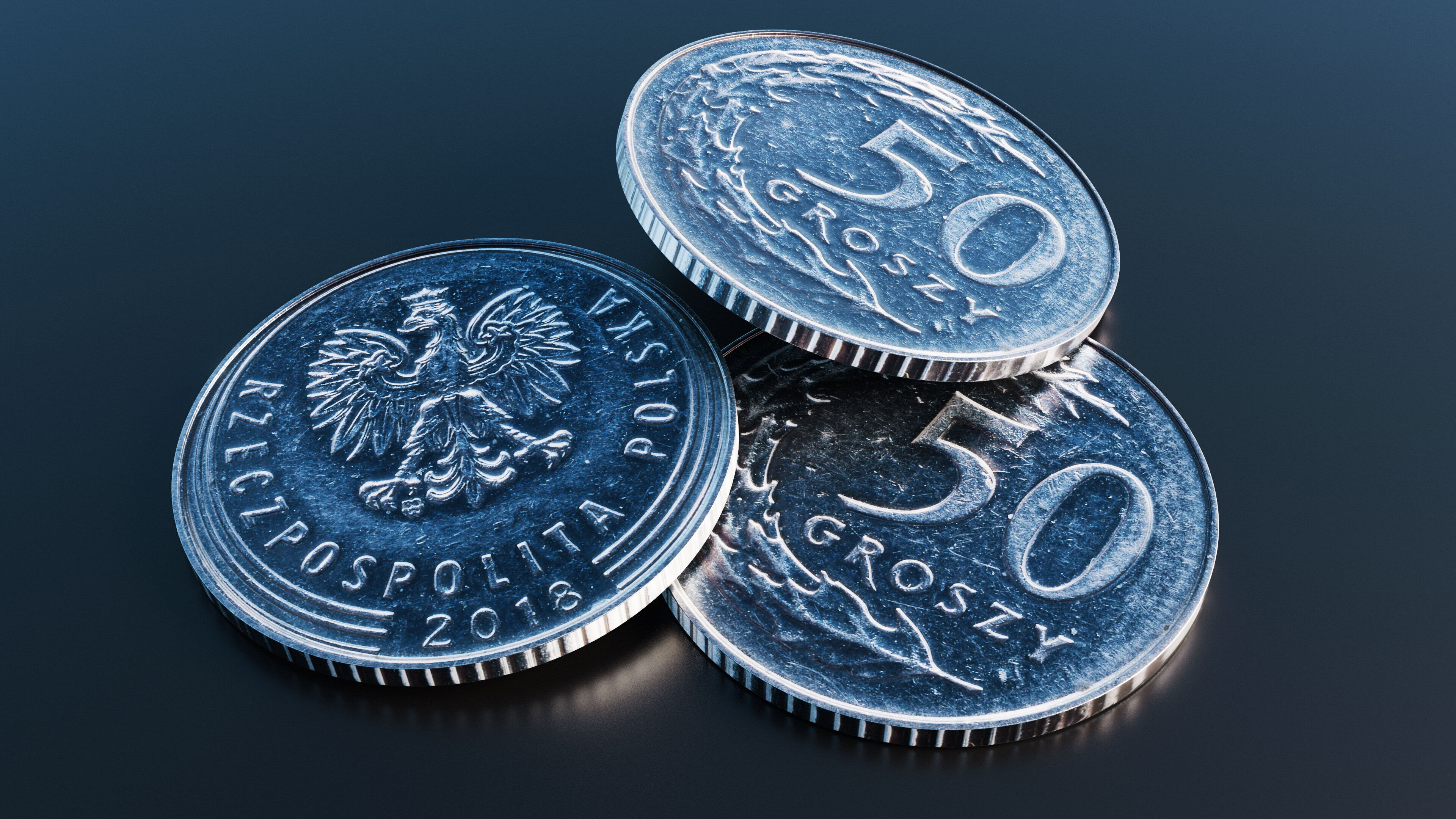 Polish Zloty coin Low-poly 3D model_8