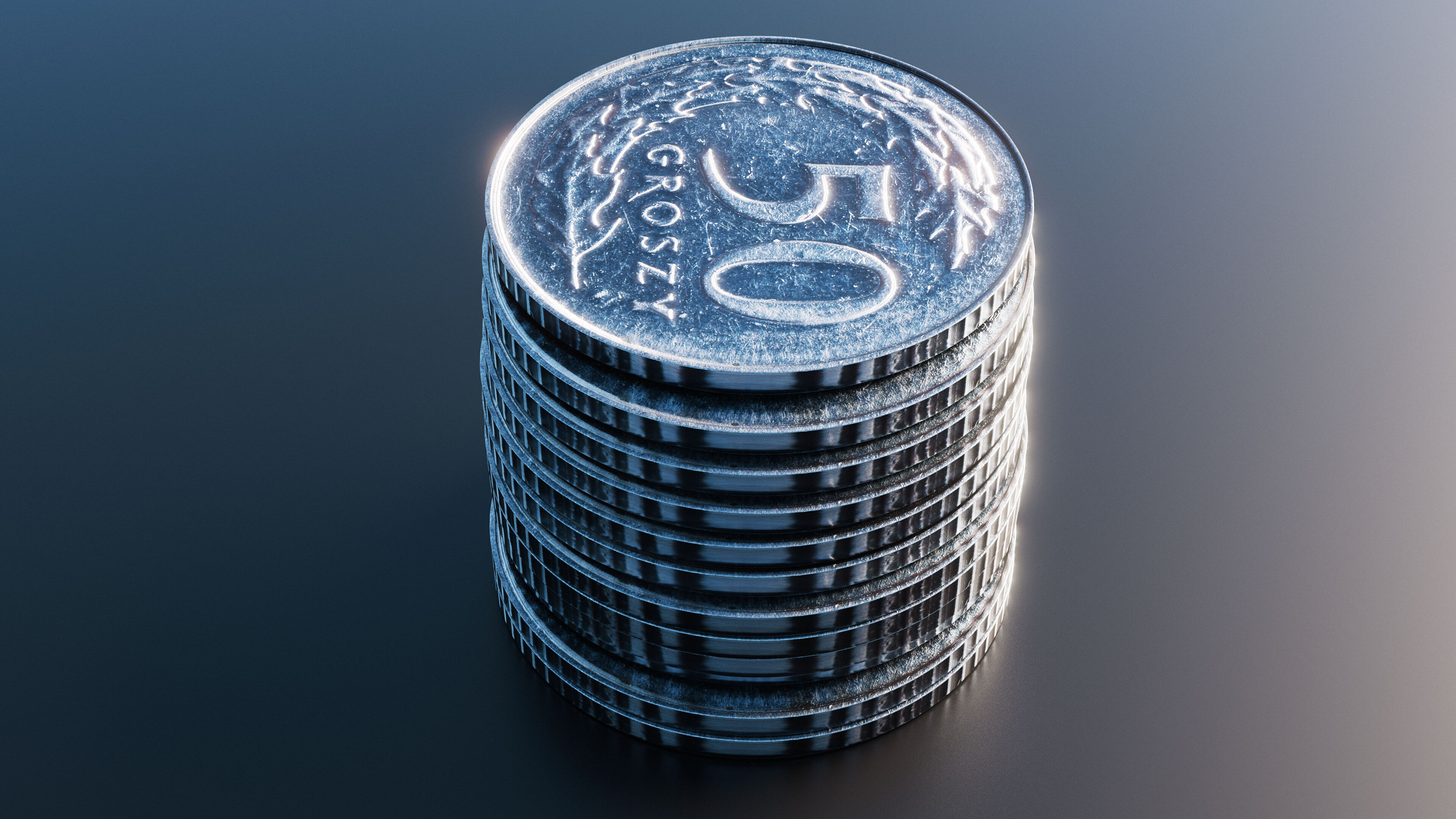 Polish Zloty coin Low-poly 3D model_5