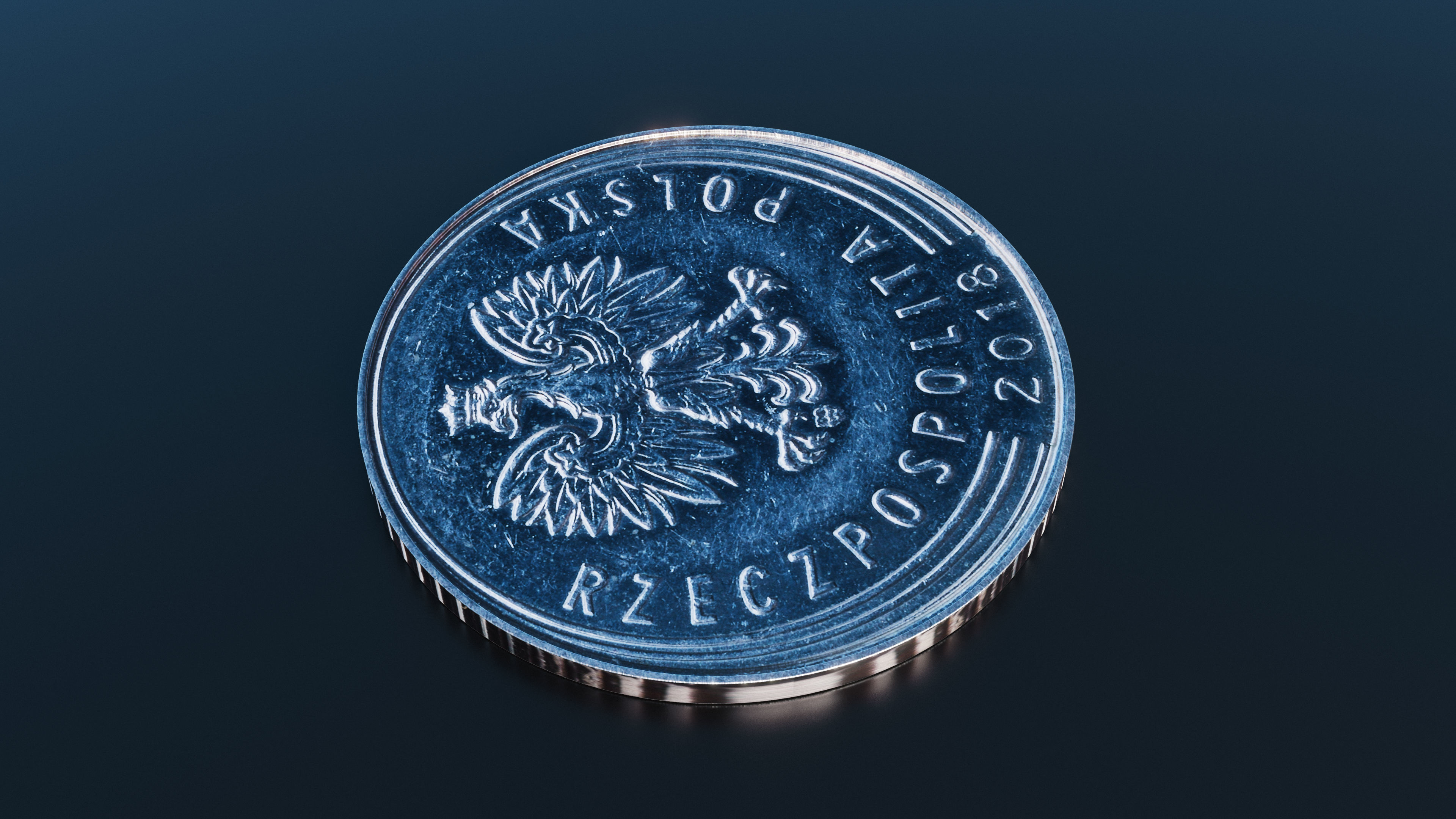 Polish Zloty coin Low-poly 3D model_3