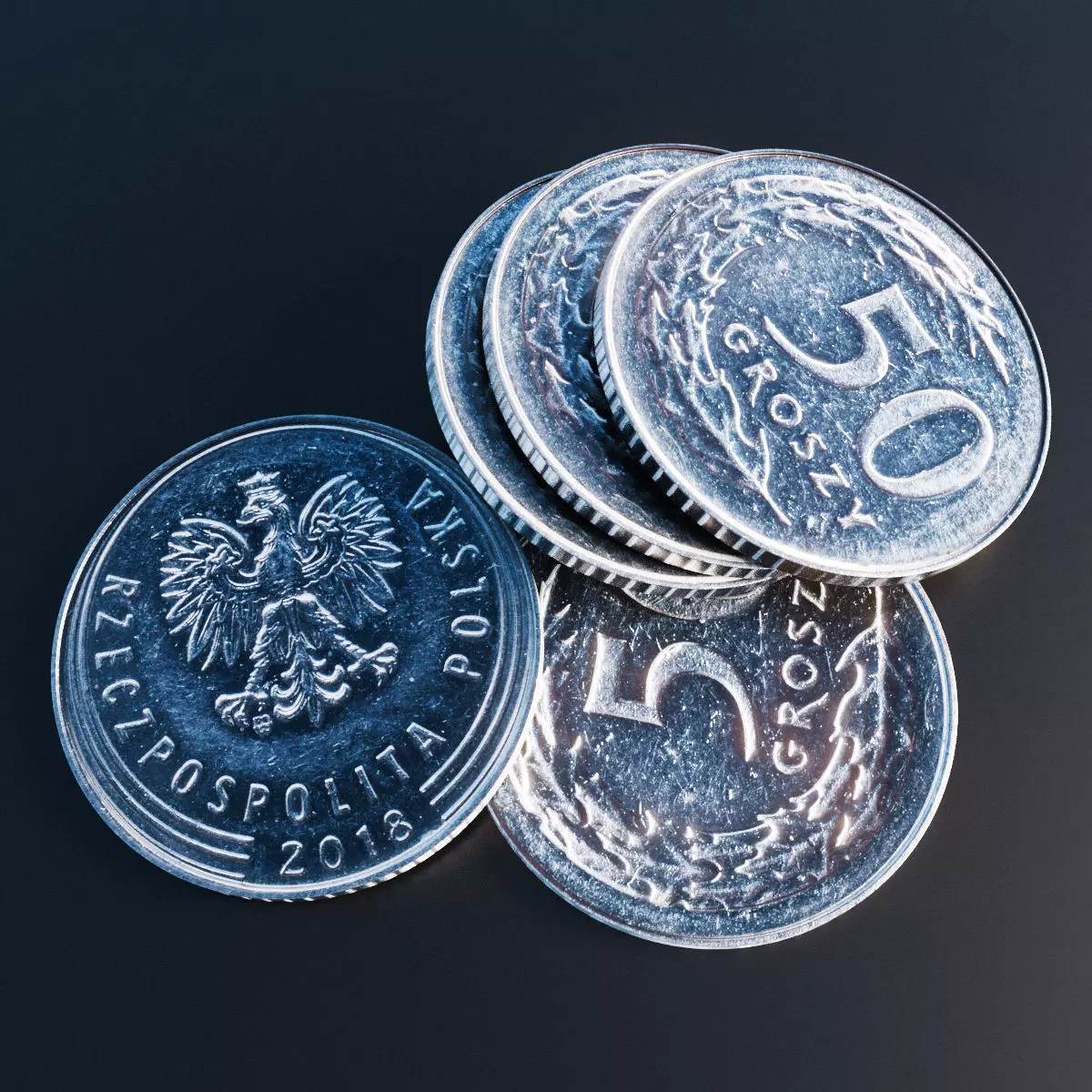 Polish Zloty coin Low-poly 3D model_0