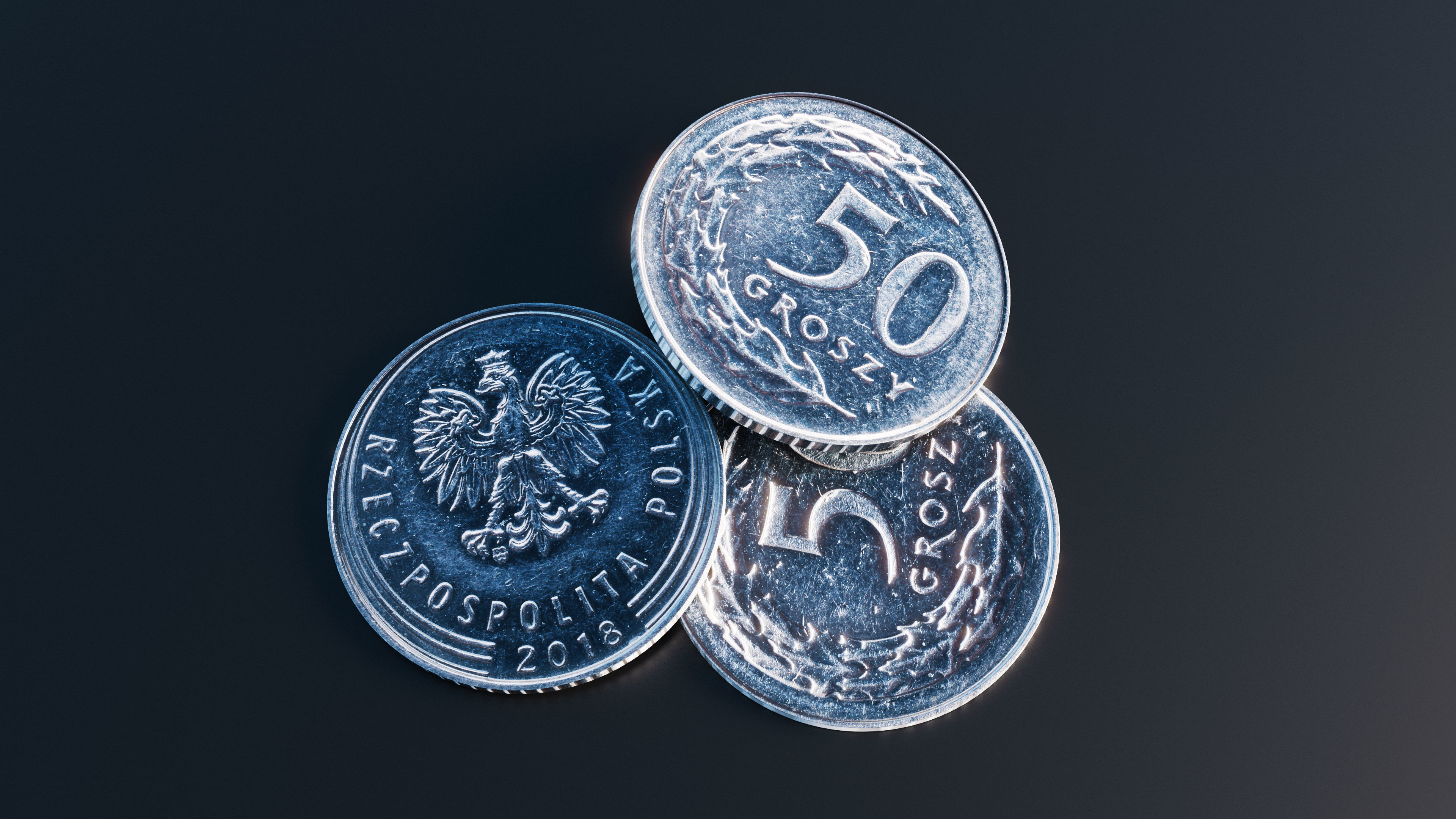 Polish Zloty coin Low-poly 3D model_9