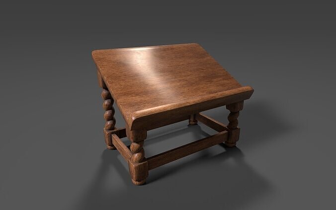 Old Carved Wood Lectern Book Holder Low-poly 3D model
