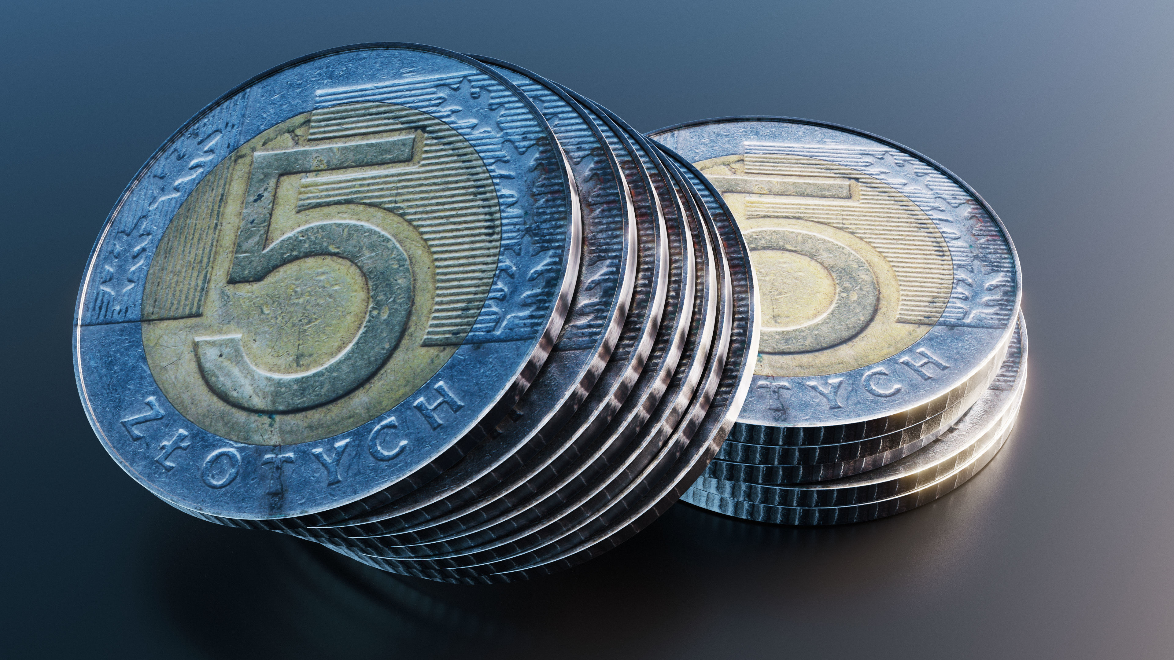 Polish Zloty coin Low-poly 3D model_7