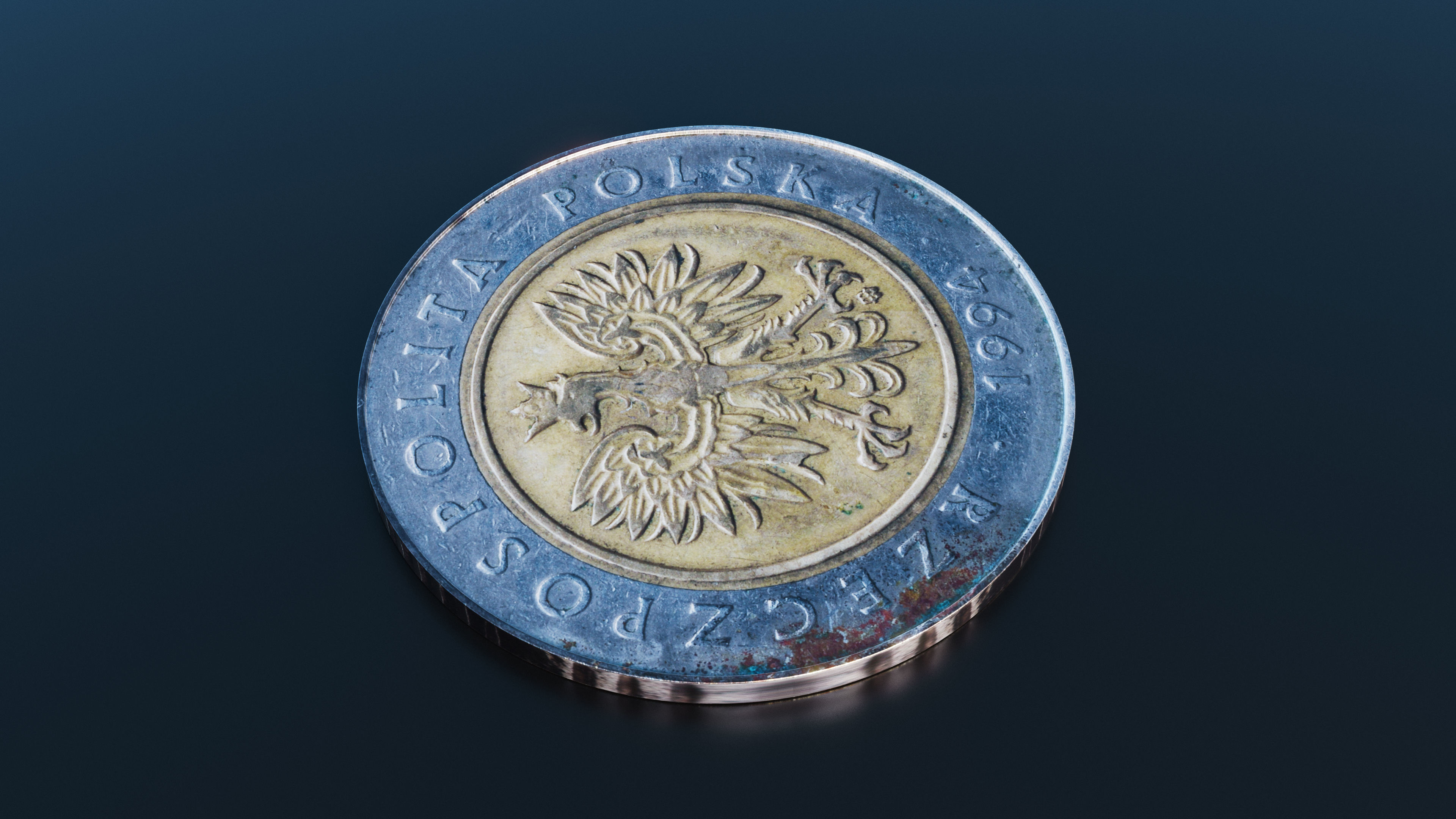 Polish Zloty coin Low-poly 3D model_3