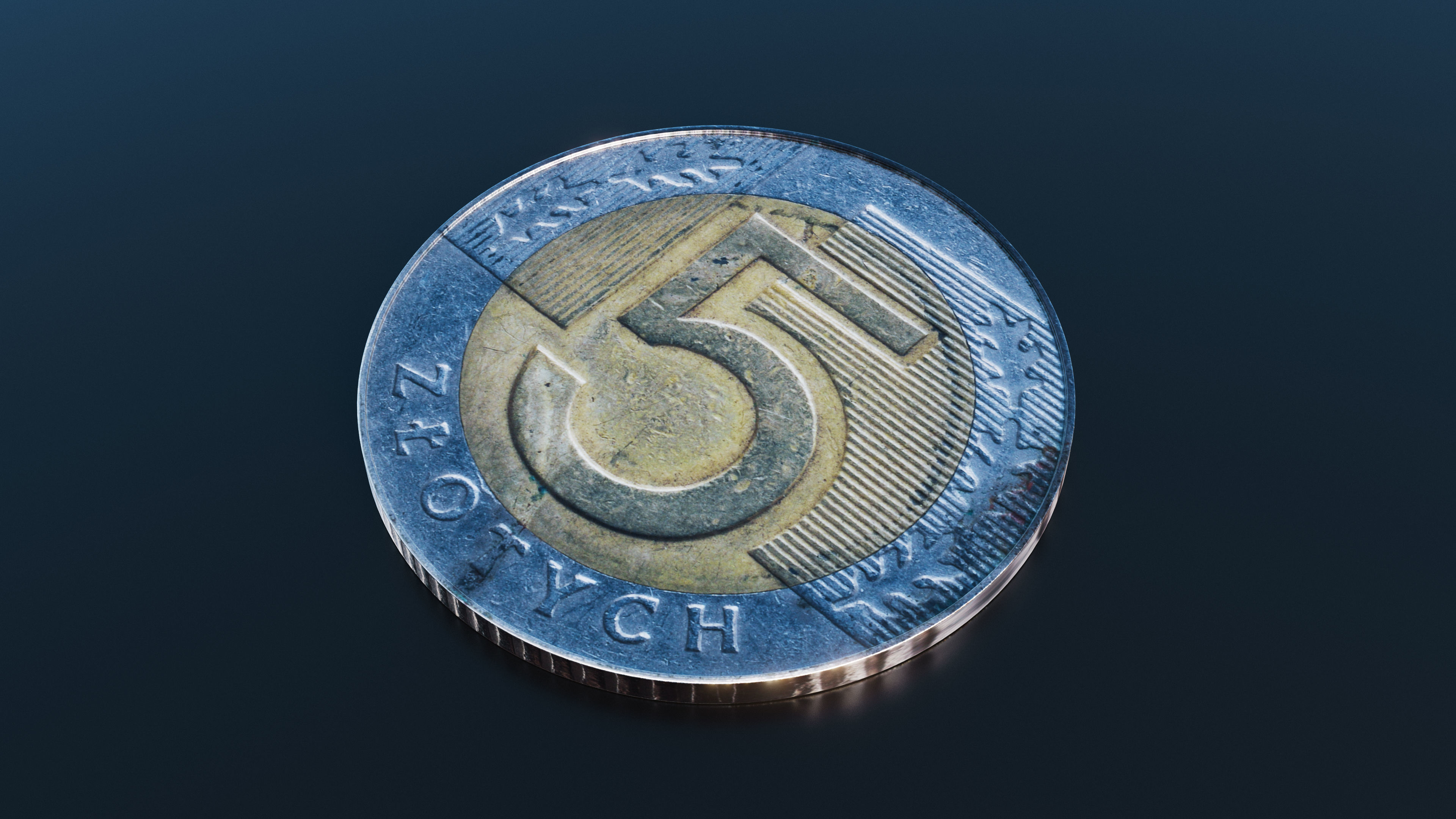 Polish Zloty coin Low-poly 3D model_2