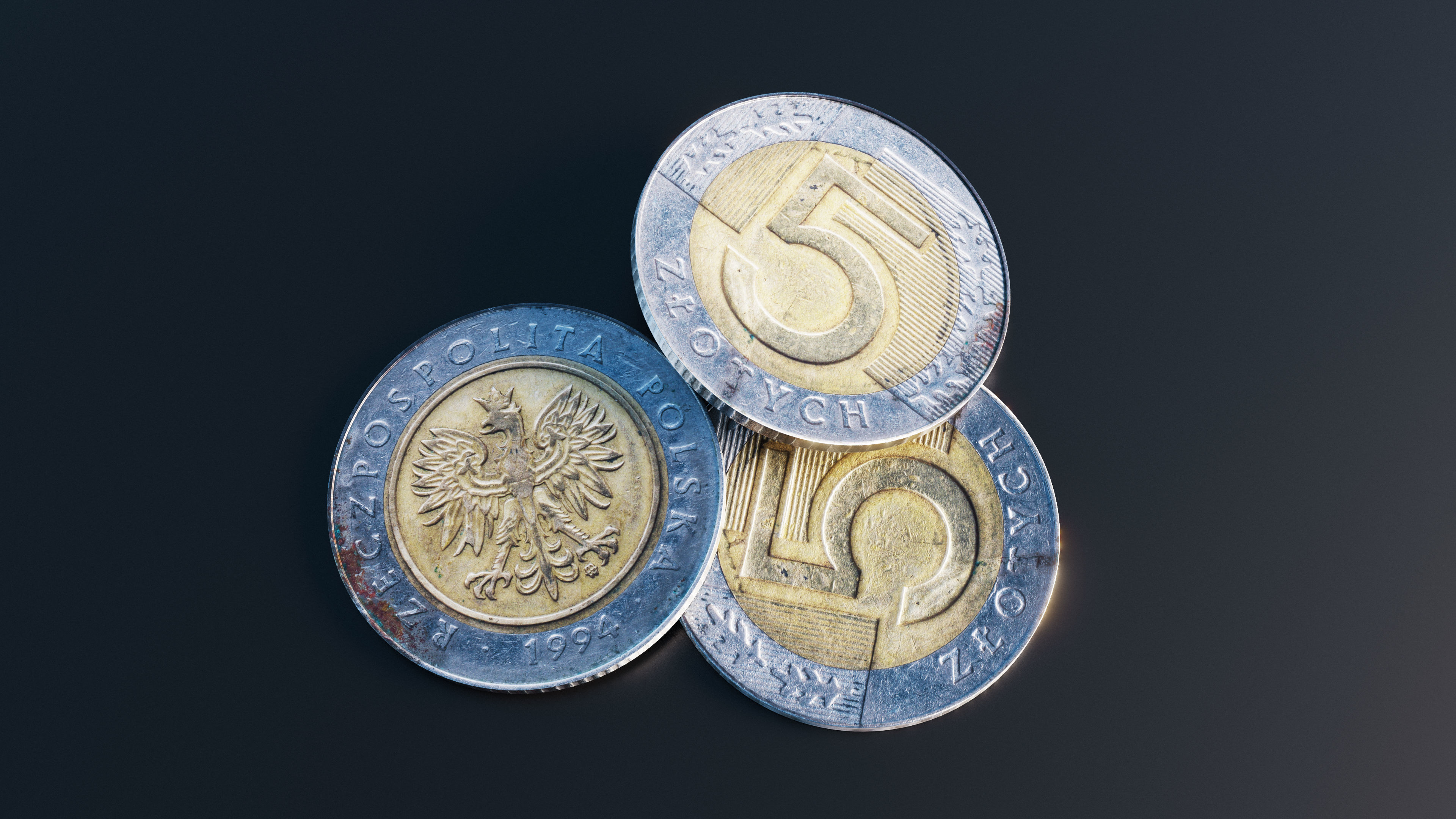 Polish Zloty coin Low-poly 3D model_9
