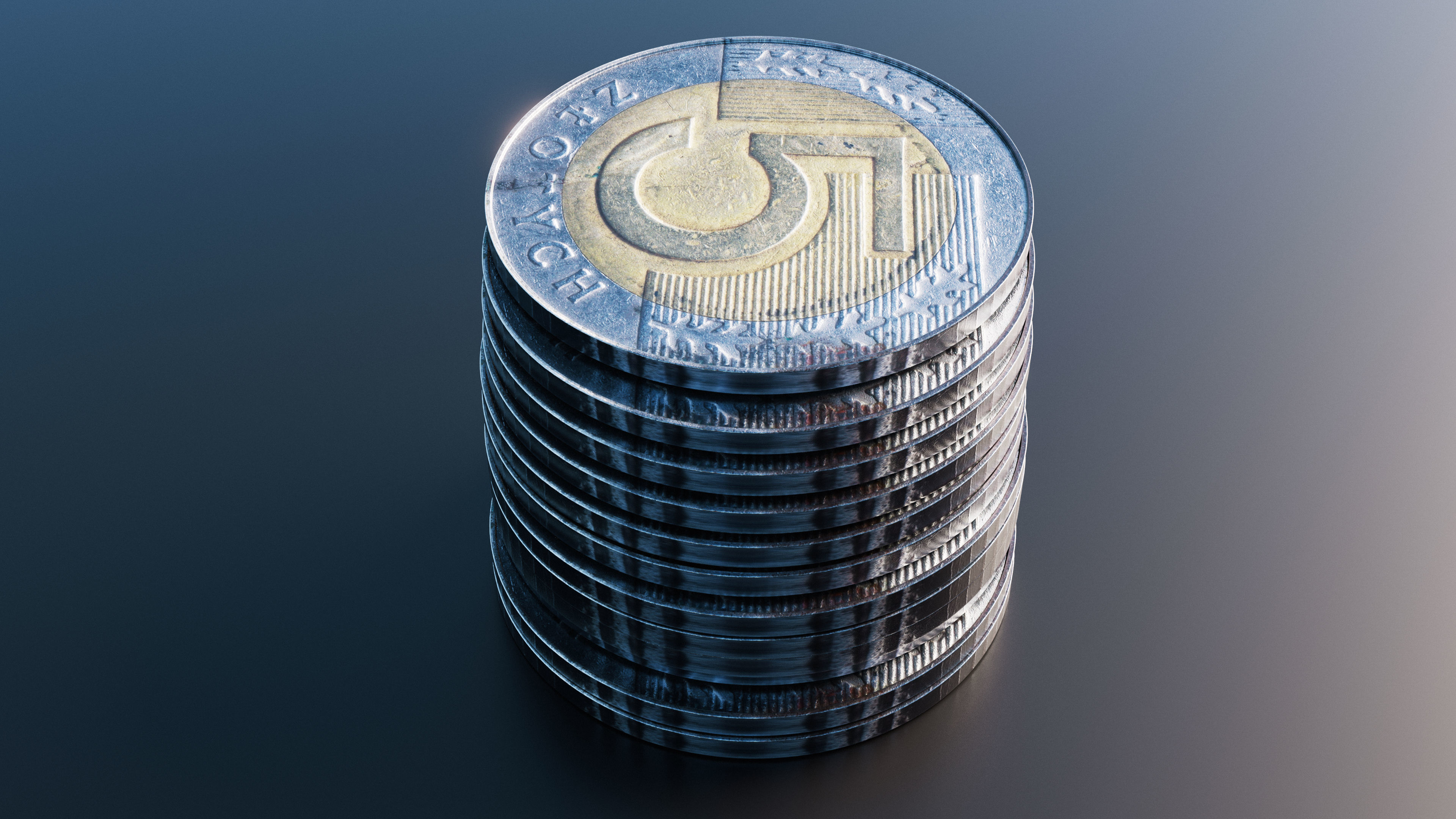 Polish Zloty coin Low-poly 3D model_5