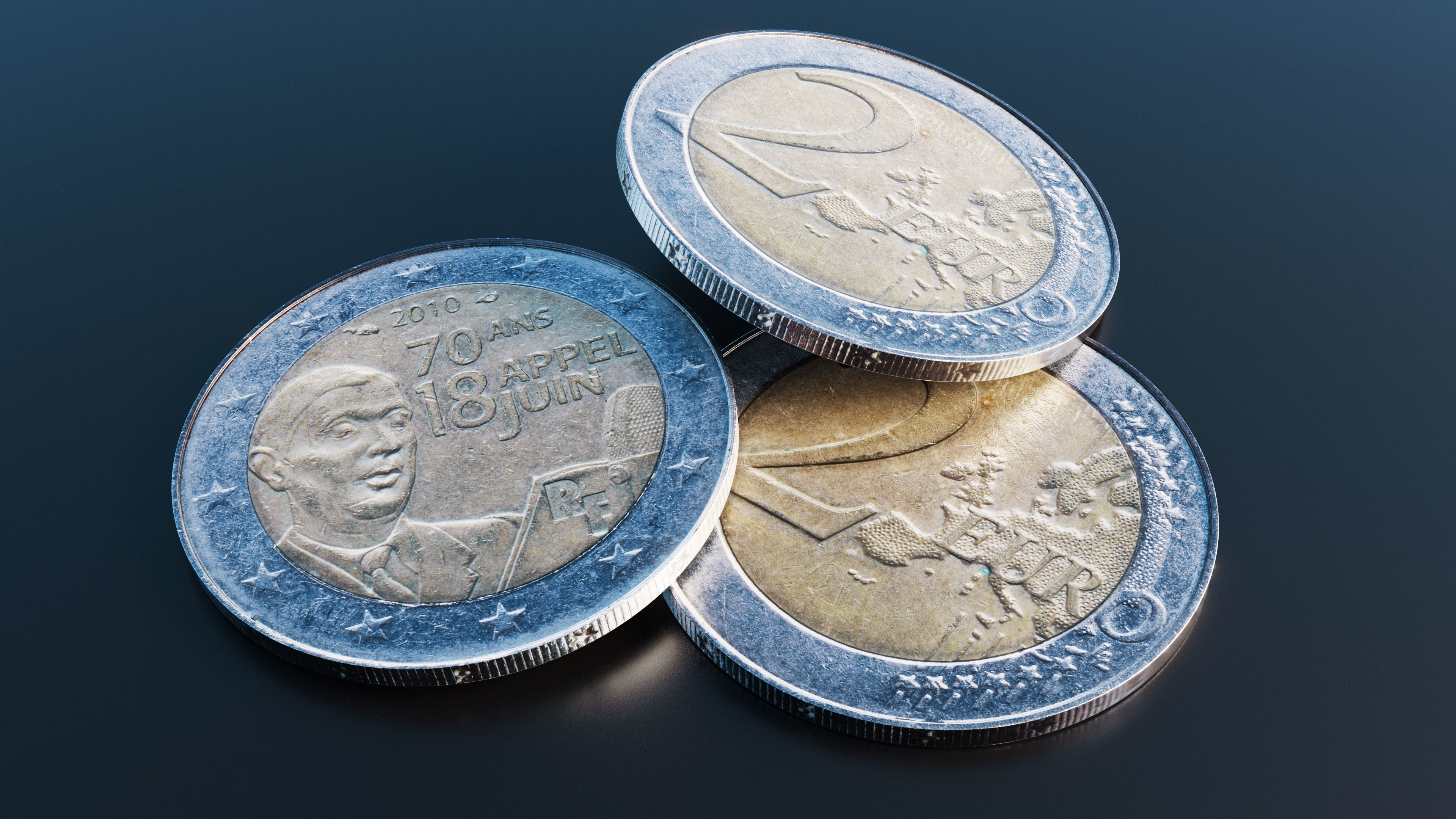 Two Euro Coin Low-poly 3D model_8