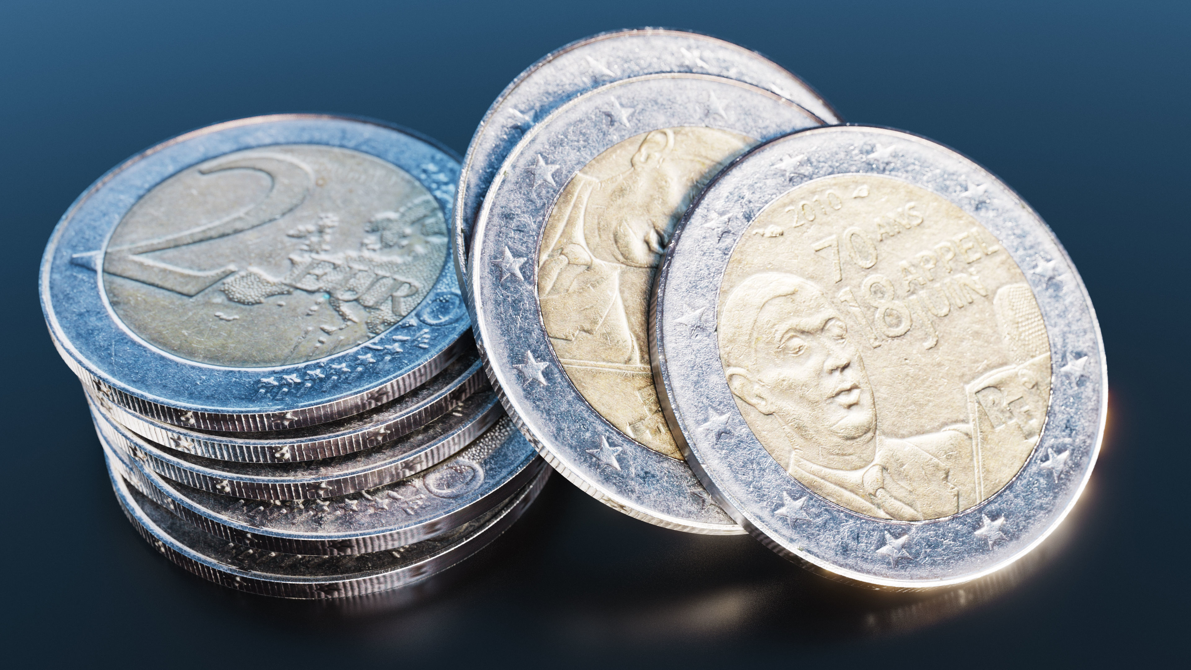 Two Euro Coin Low-poly 3D model_1