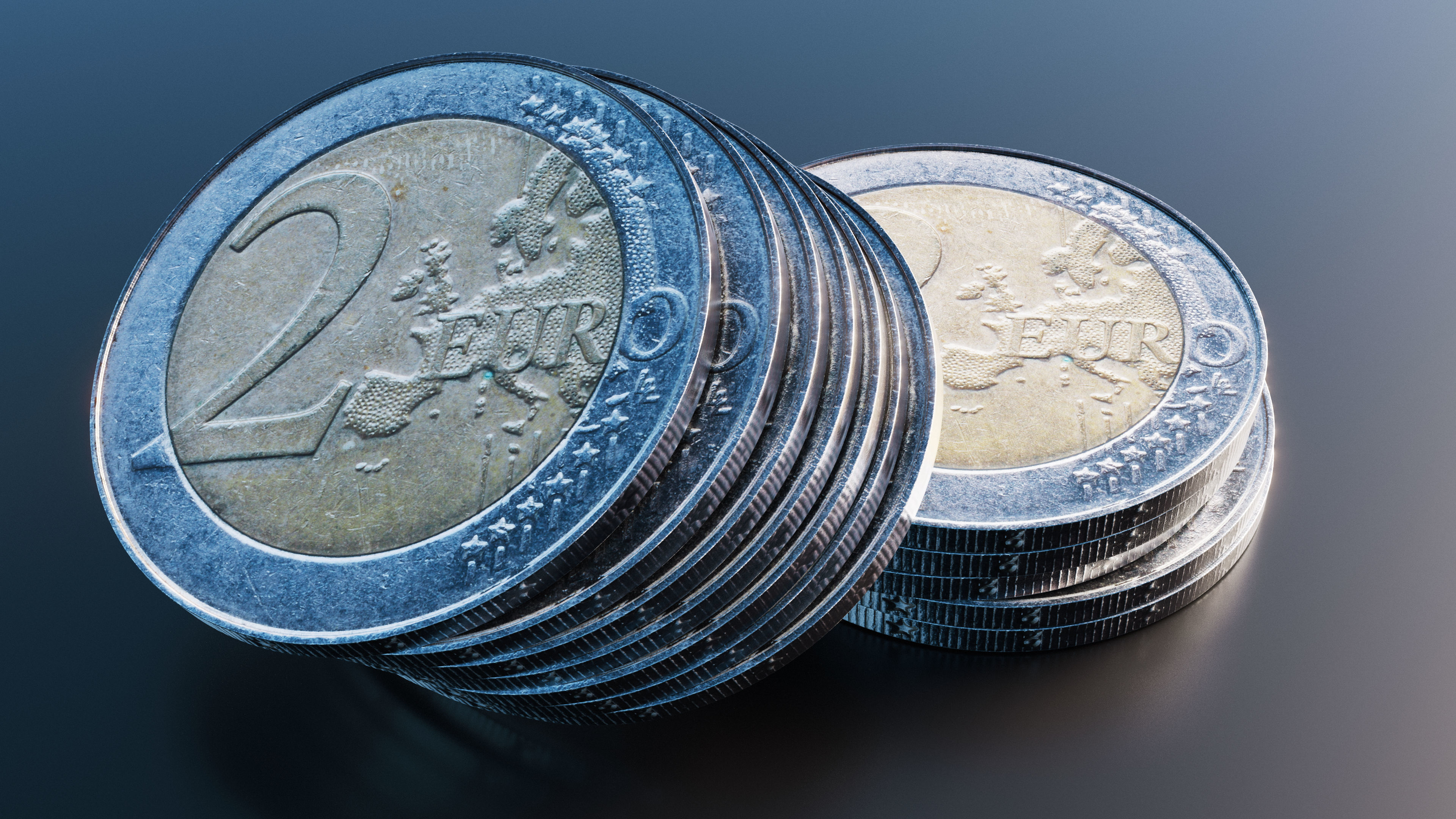 Two Euro Coin Low-poly 3D model_7