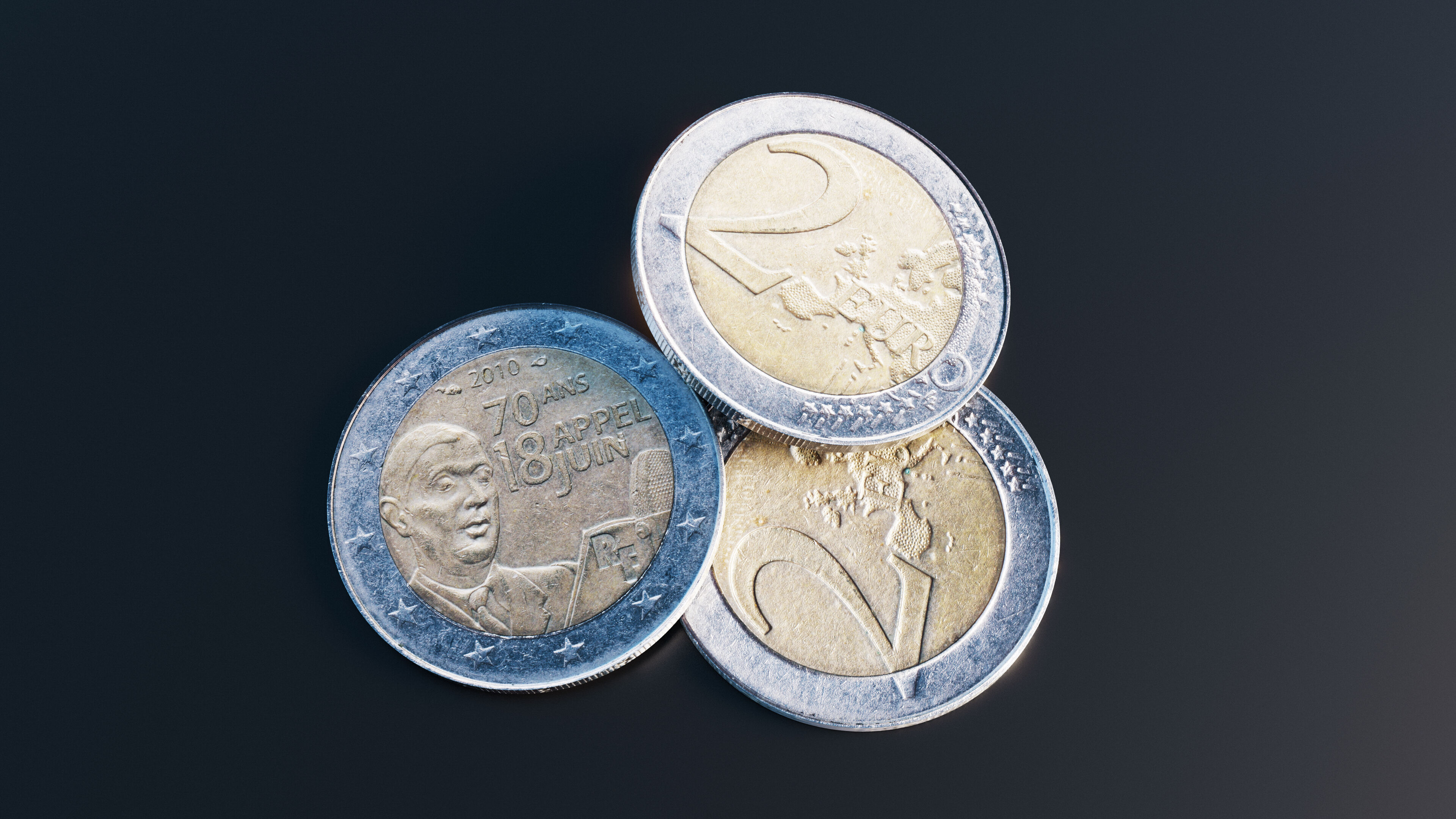 Two Euro Coin Low-poly 3D model_9