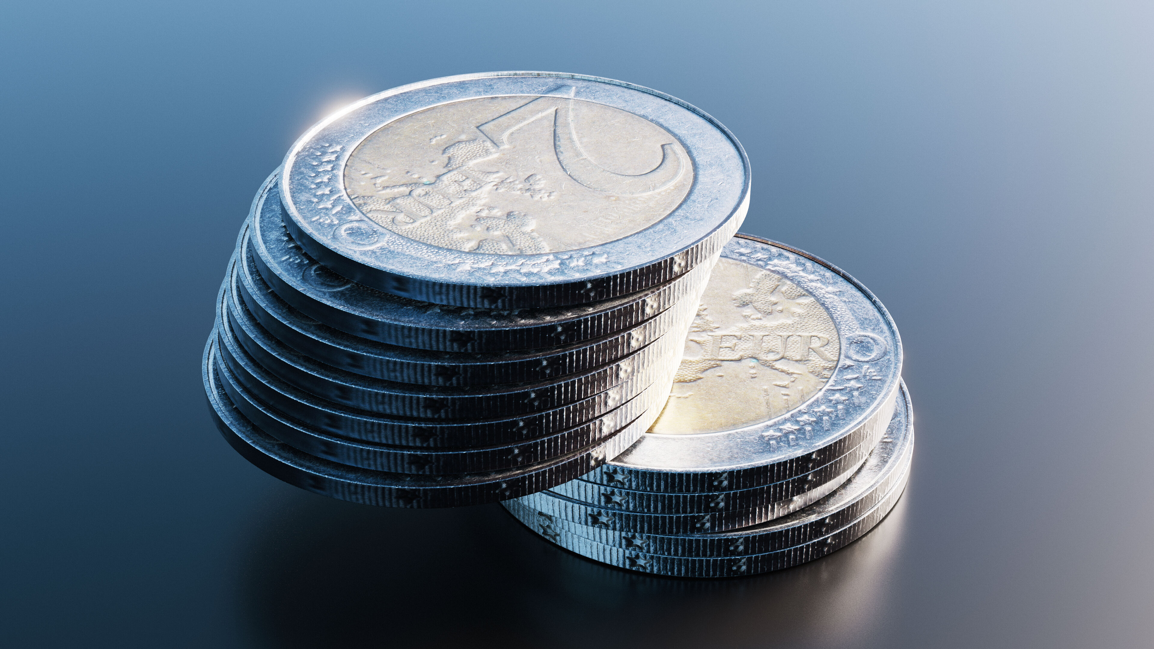 Two Euro Coin Low-poly 3D model_6