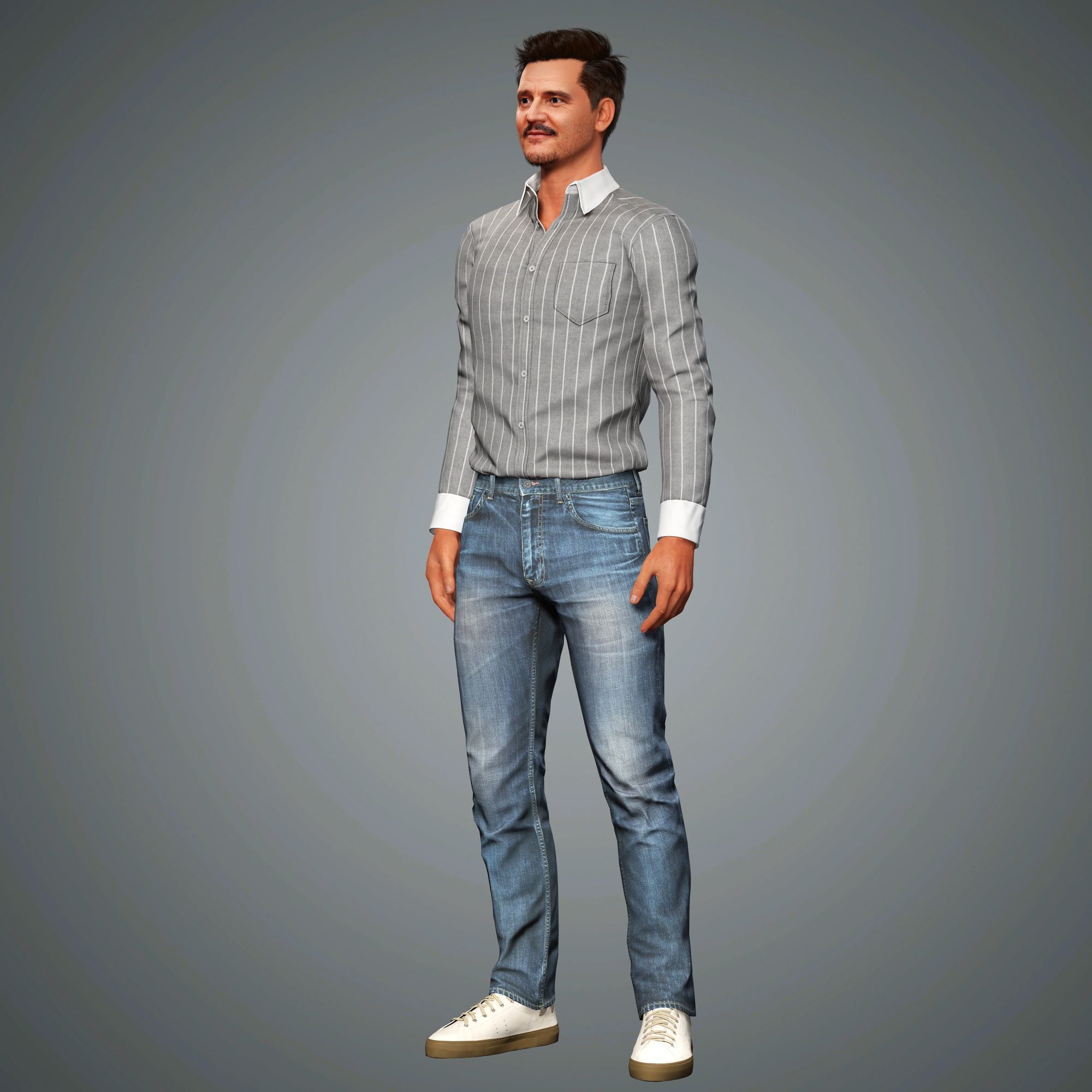 Pedro Pascal Character Low-poly 3D model_8