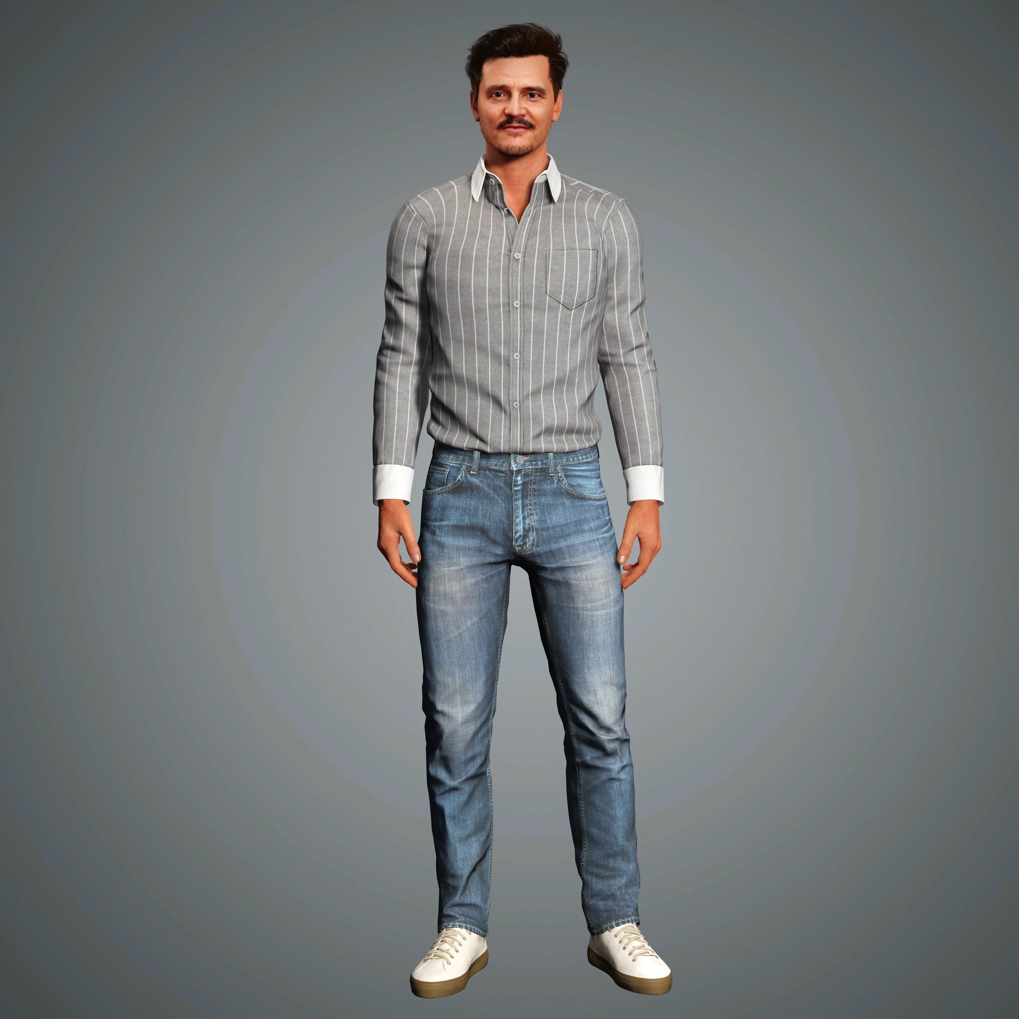 Pedro Pascal Character Low-poly 3D model_7