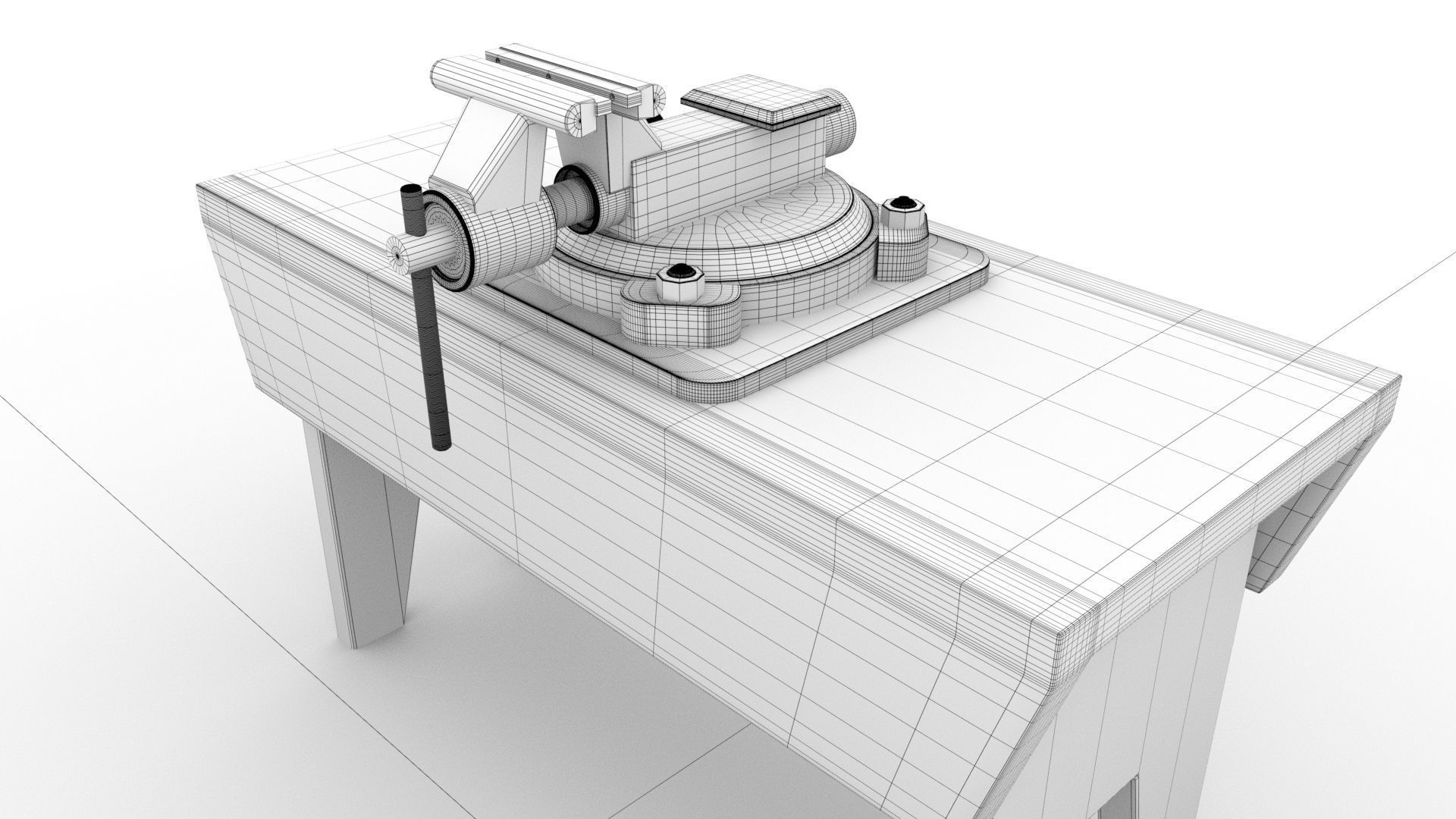 laos Vintage Bench Vise Low-poly 3D model_7