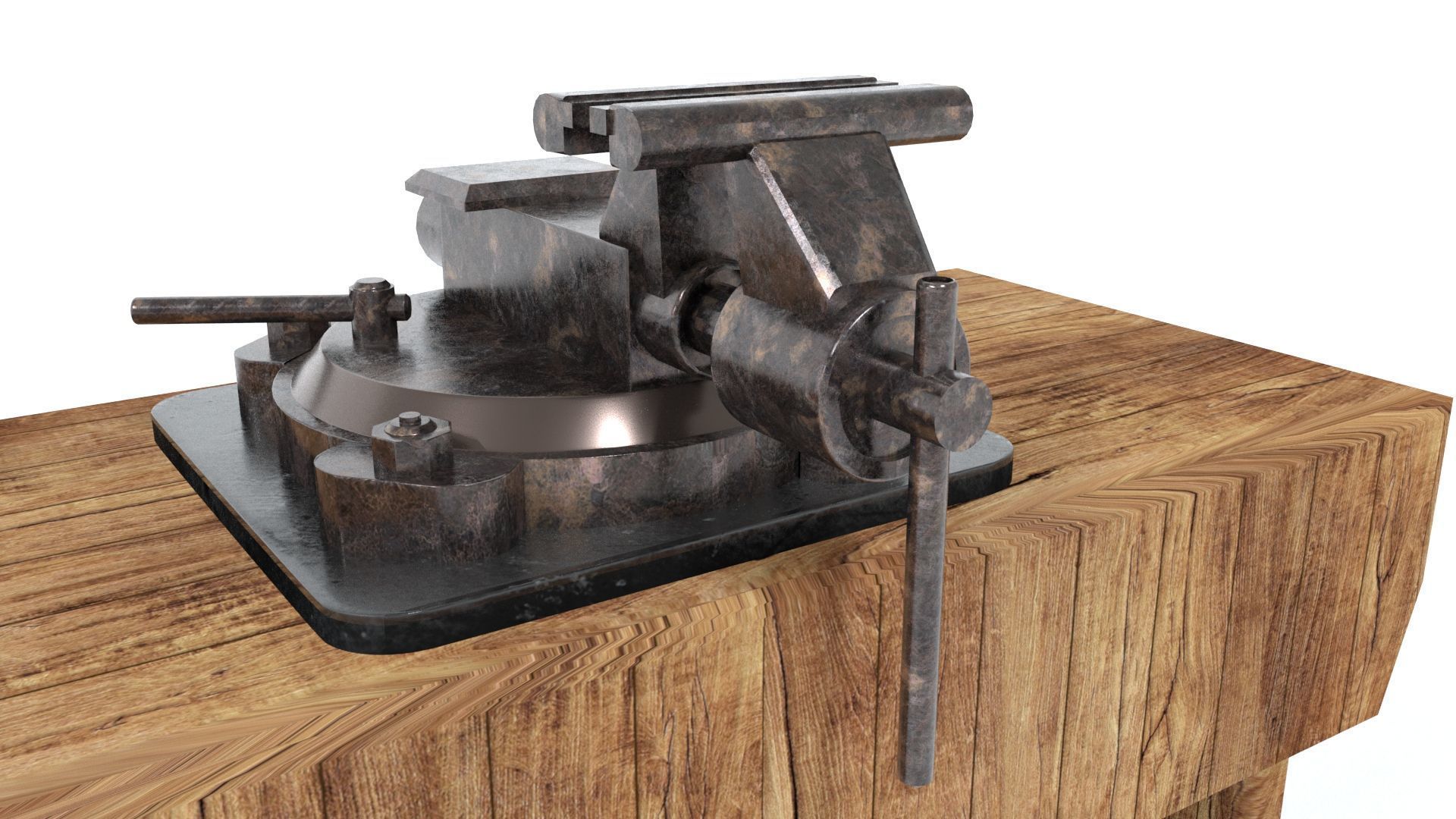 laos Vintage Bench Vise Low-poly 3D model_4