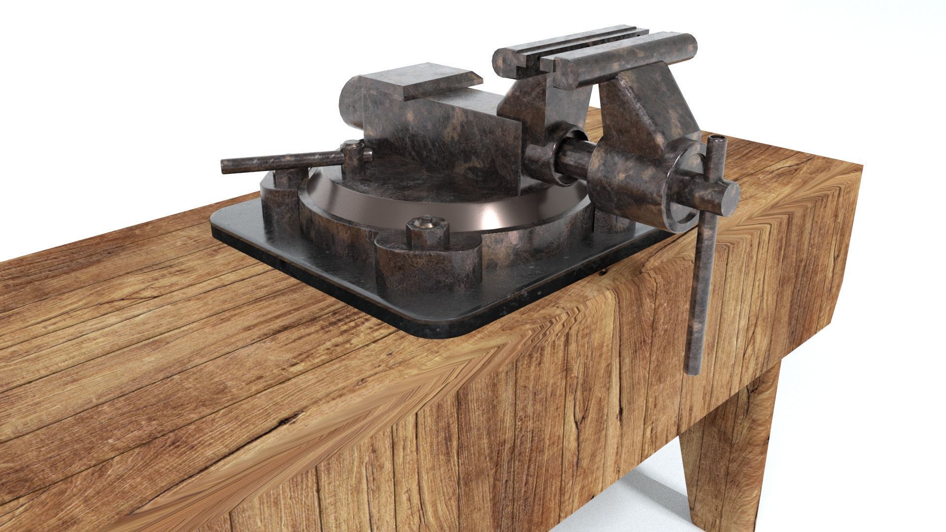 laos Vintage Bench Vise Low-poly 3D model_1