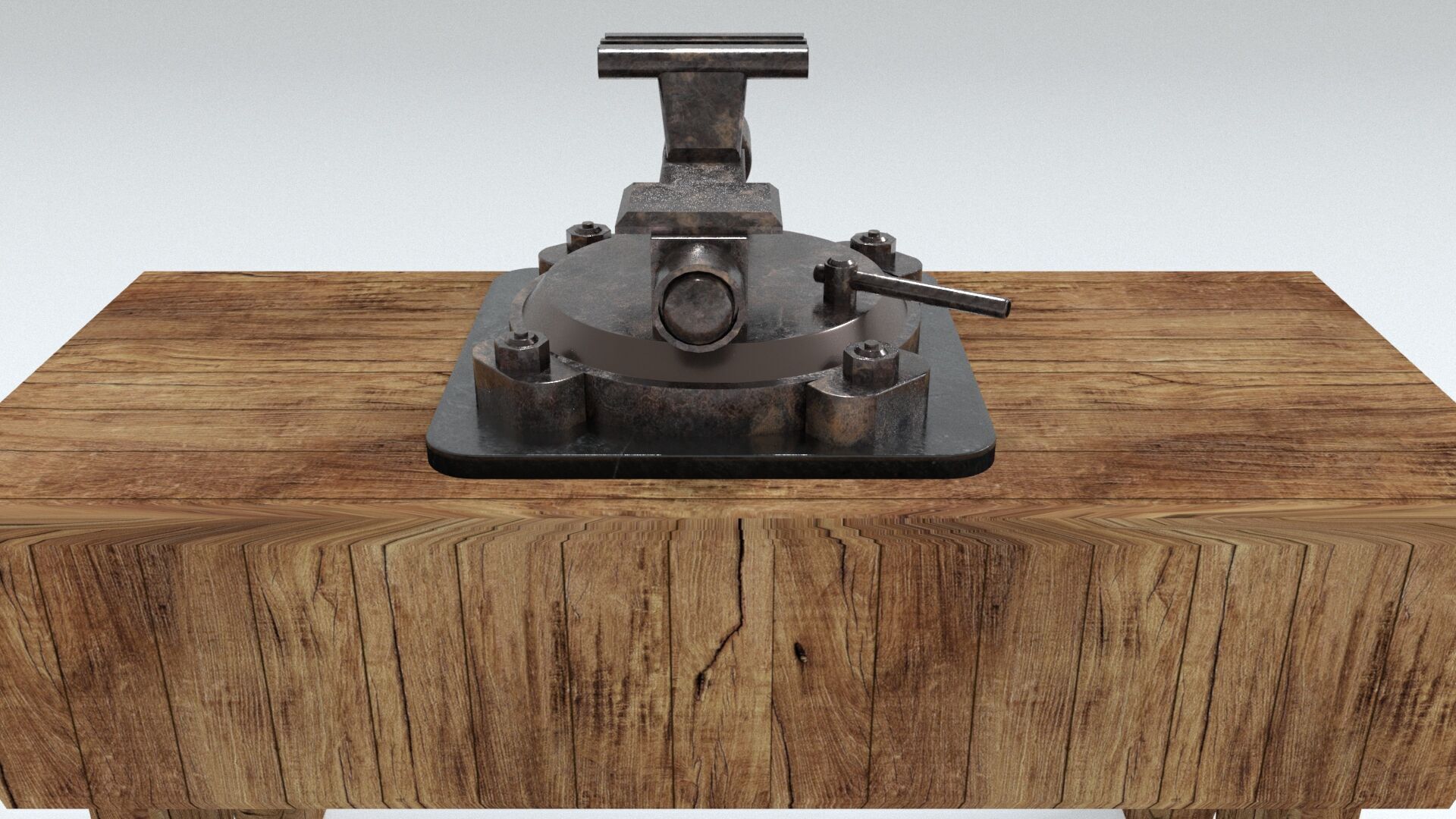 laos Vintage Bench Vise Low-poly 3D model_3