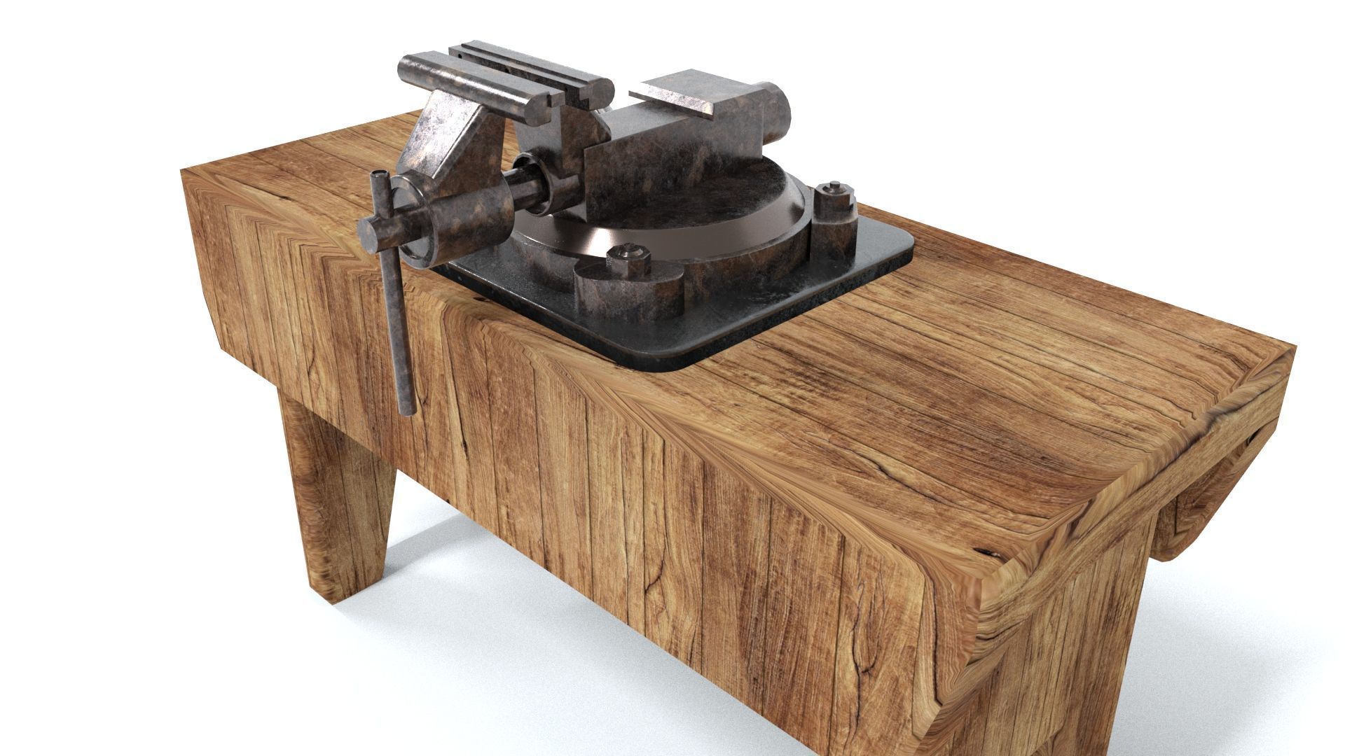 laos Vintage Bench Vise Low-poly 3D model_2