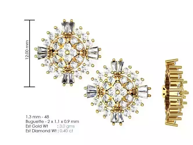 Women Earrings Render 3dm STL OBJ FBX Details 3D print model