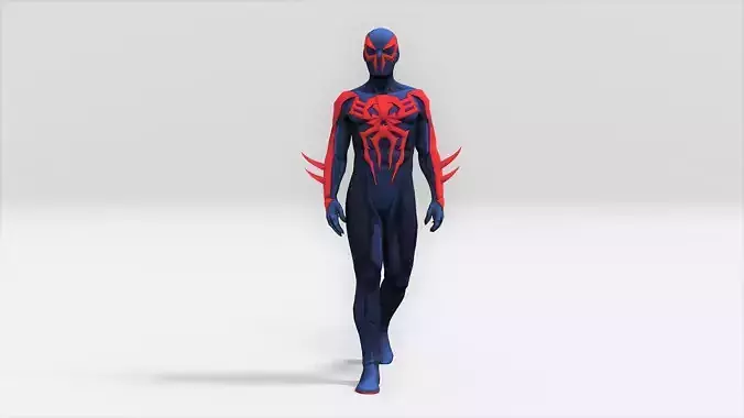 Spiderman 2099 Rigged Animated Low-poly 3D model