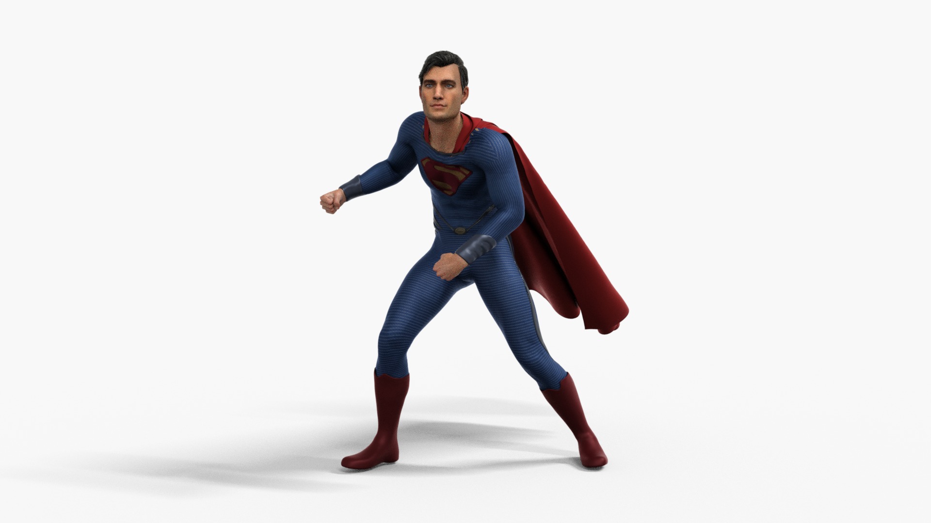 Superman Rigged Animated Low-poly 3D model_5