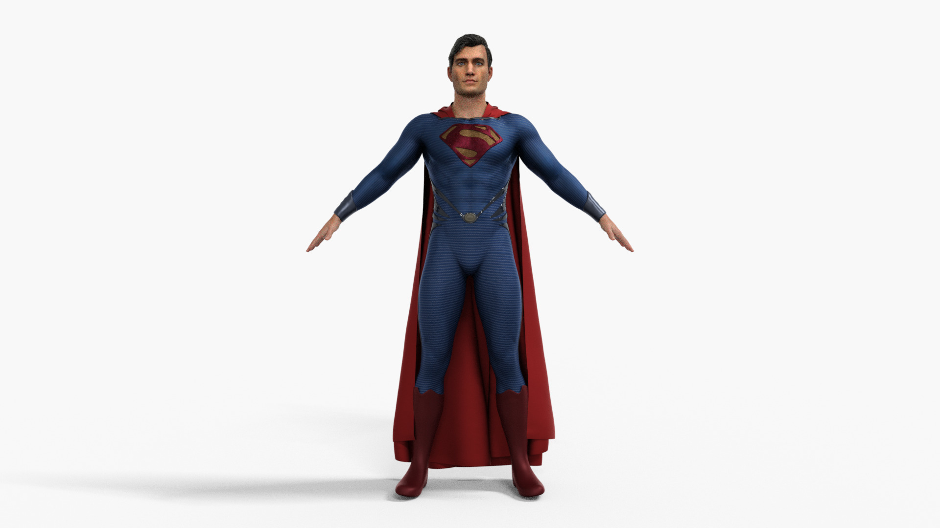 Superman Rigged Animated Low-poly 3D model_6