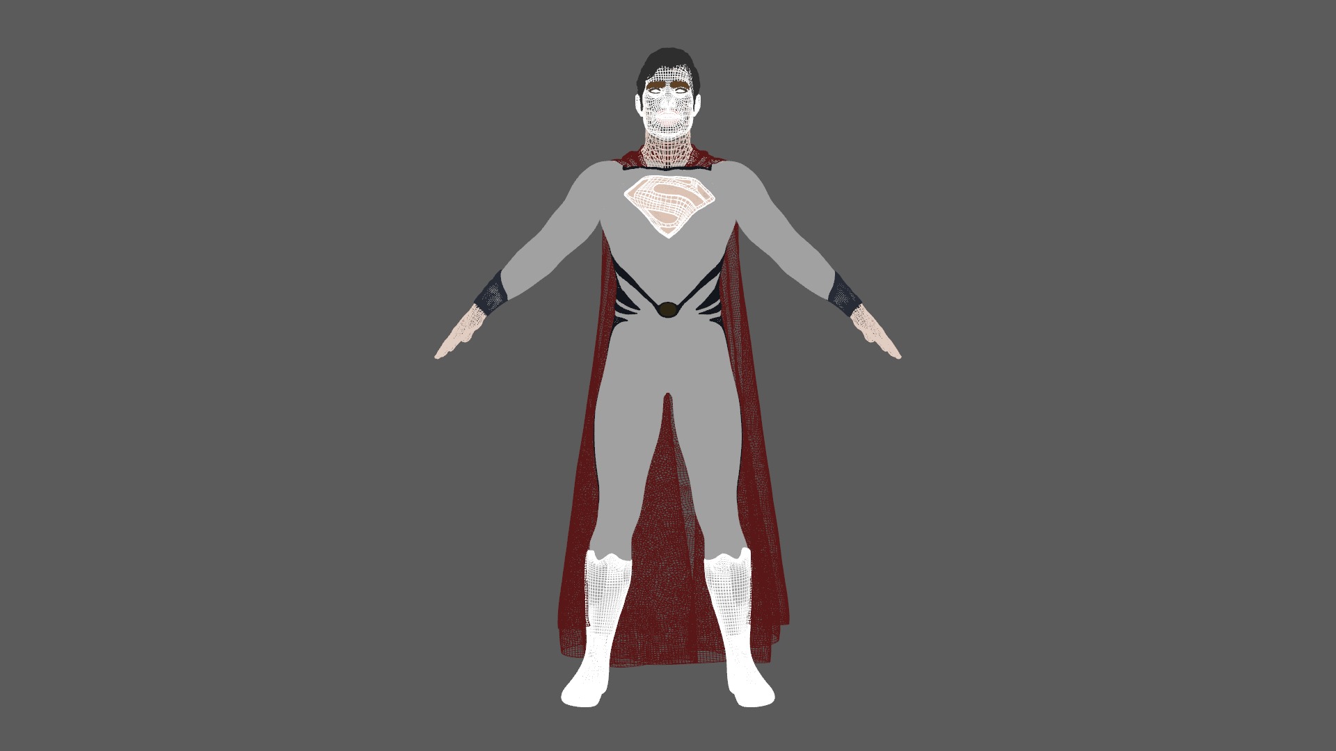 Superman Rigged Animated Low-poly 3D model_12