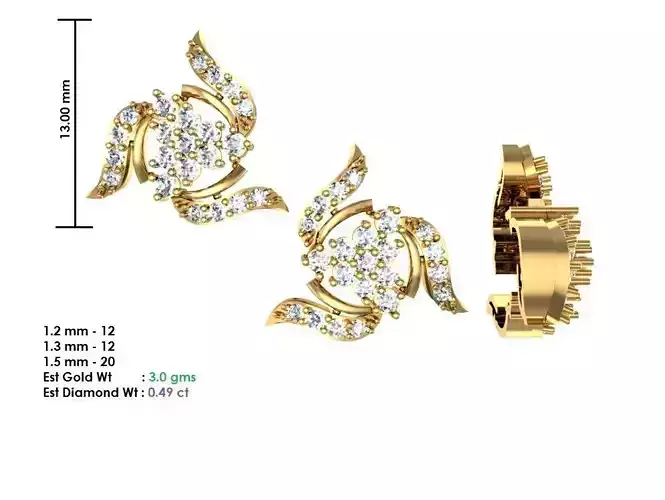 Women Earrings Render 3dm STL OBJ FBX Details 3D print model