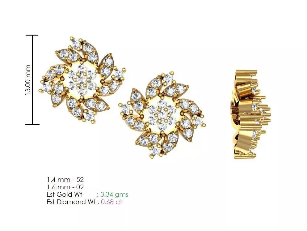 Women Earrings MTL MGX STL OBJ FBX Details 3D print model_0