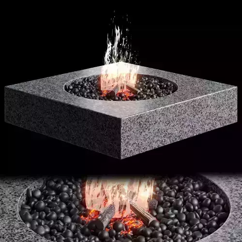 Outdoor fireplace Low-poly 3D model