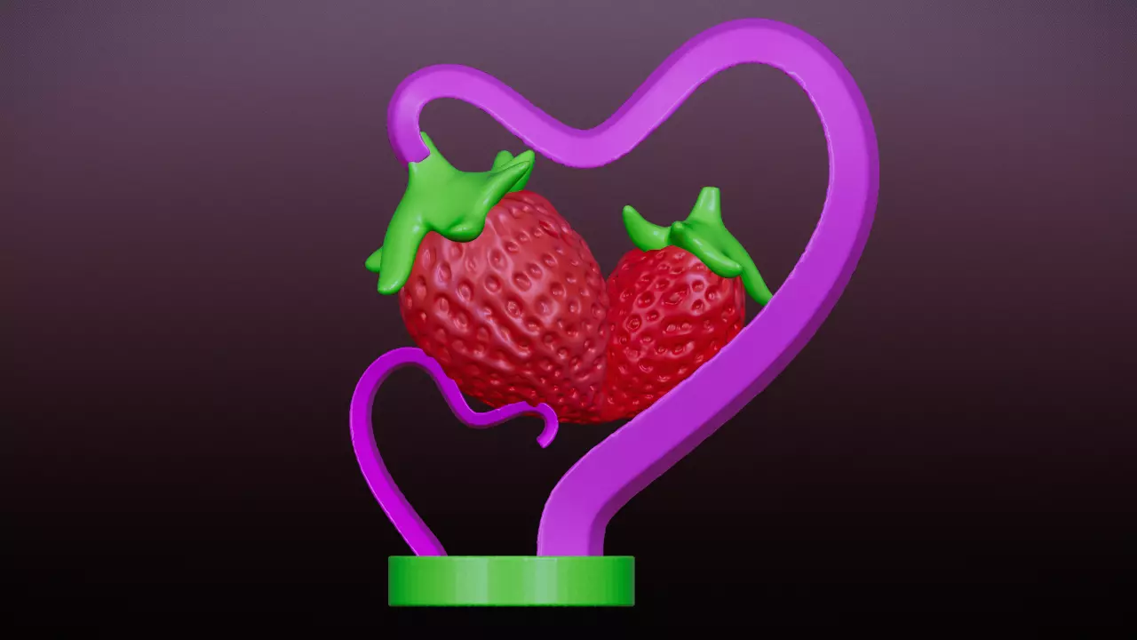 Love Fruits strawberries heart stand 3D print model