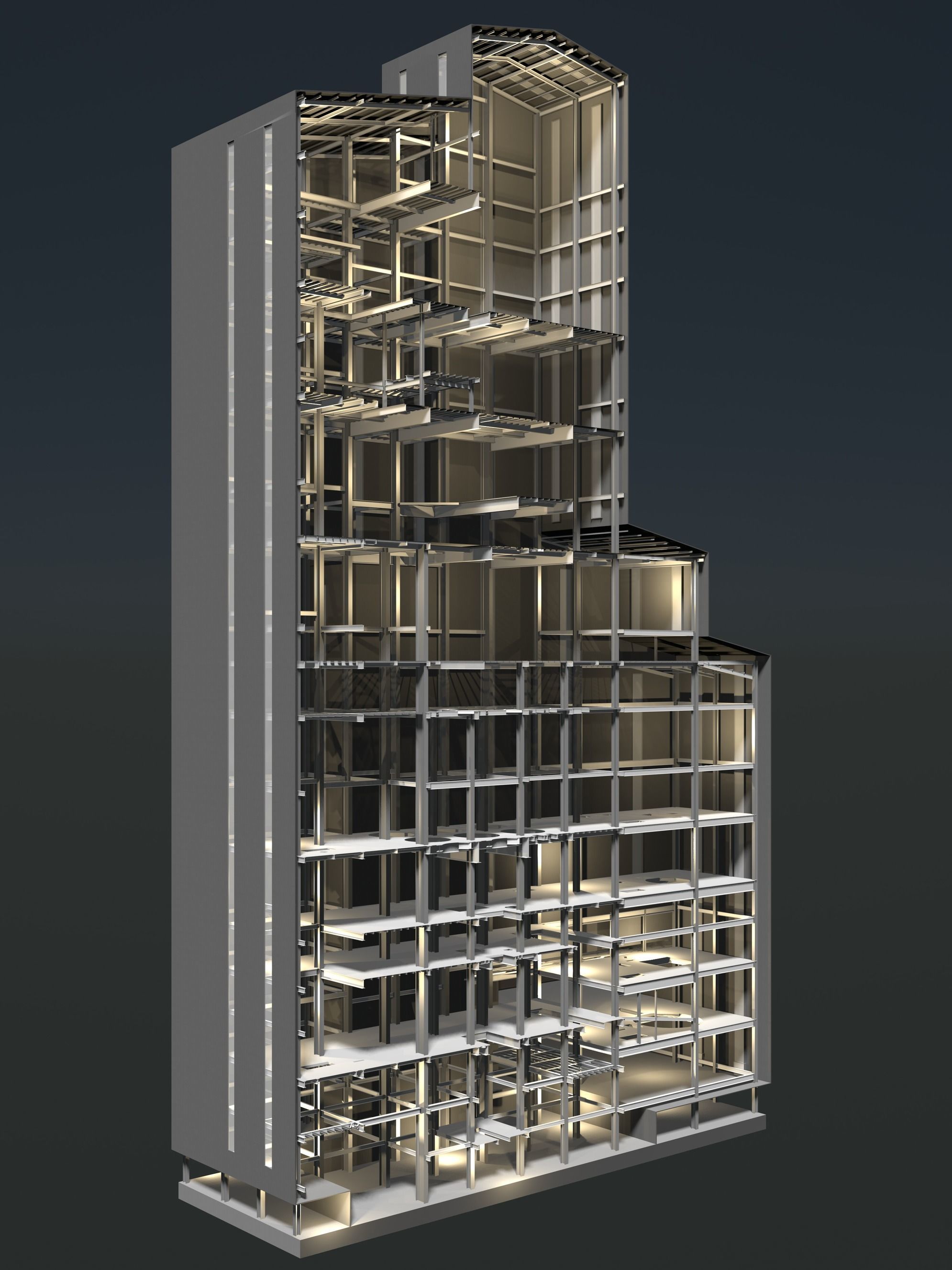 Factory tower building in section cut 25i03 3D model_4