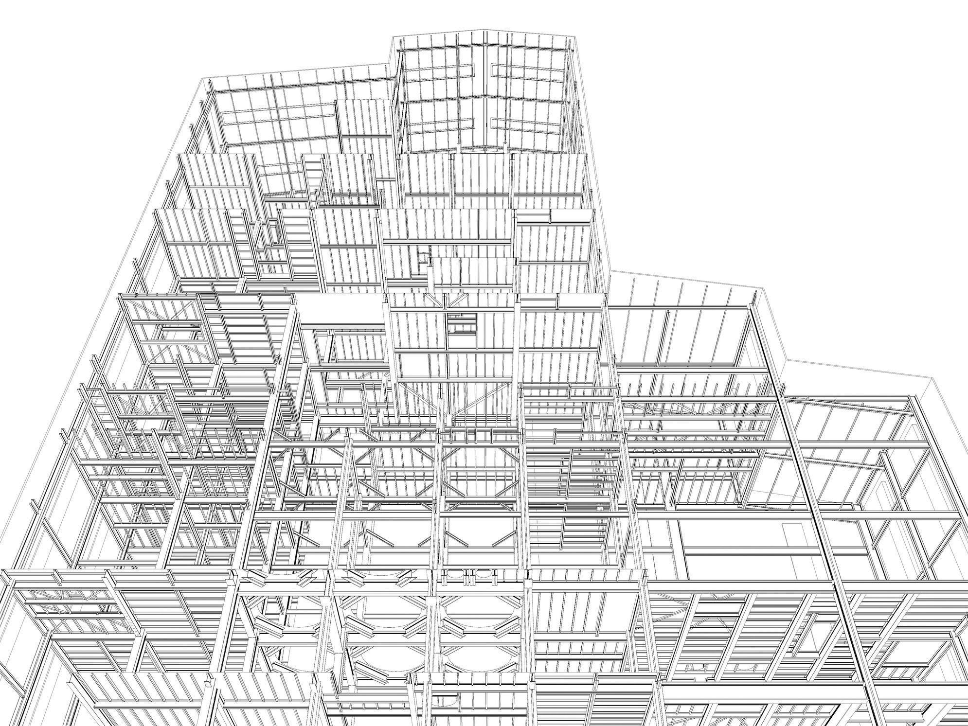 Factory tower building in section cut 25i03 3D model_7