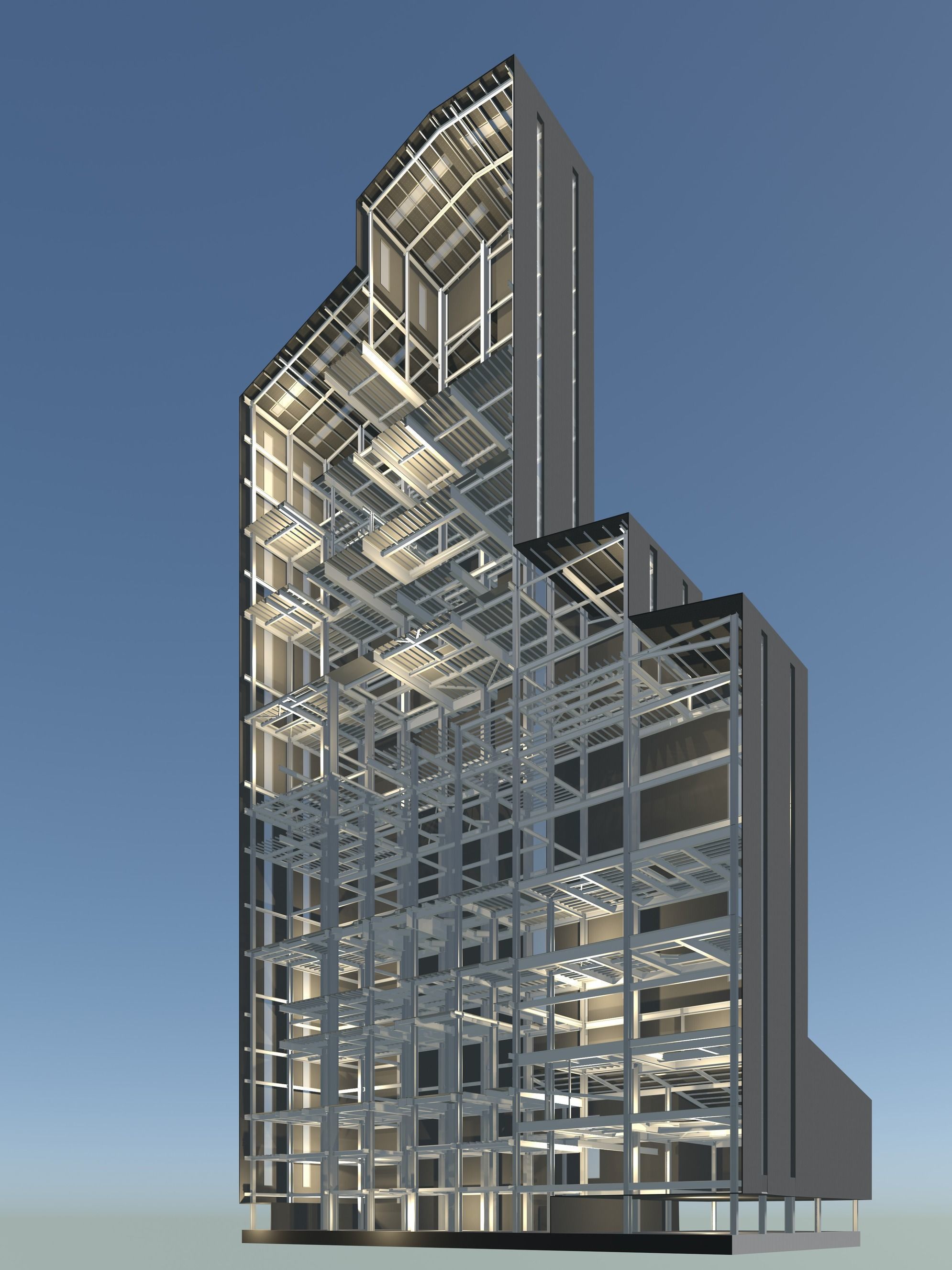 Factory tower building in section cut 25i03 3D model_5