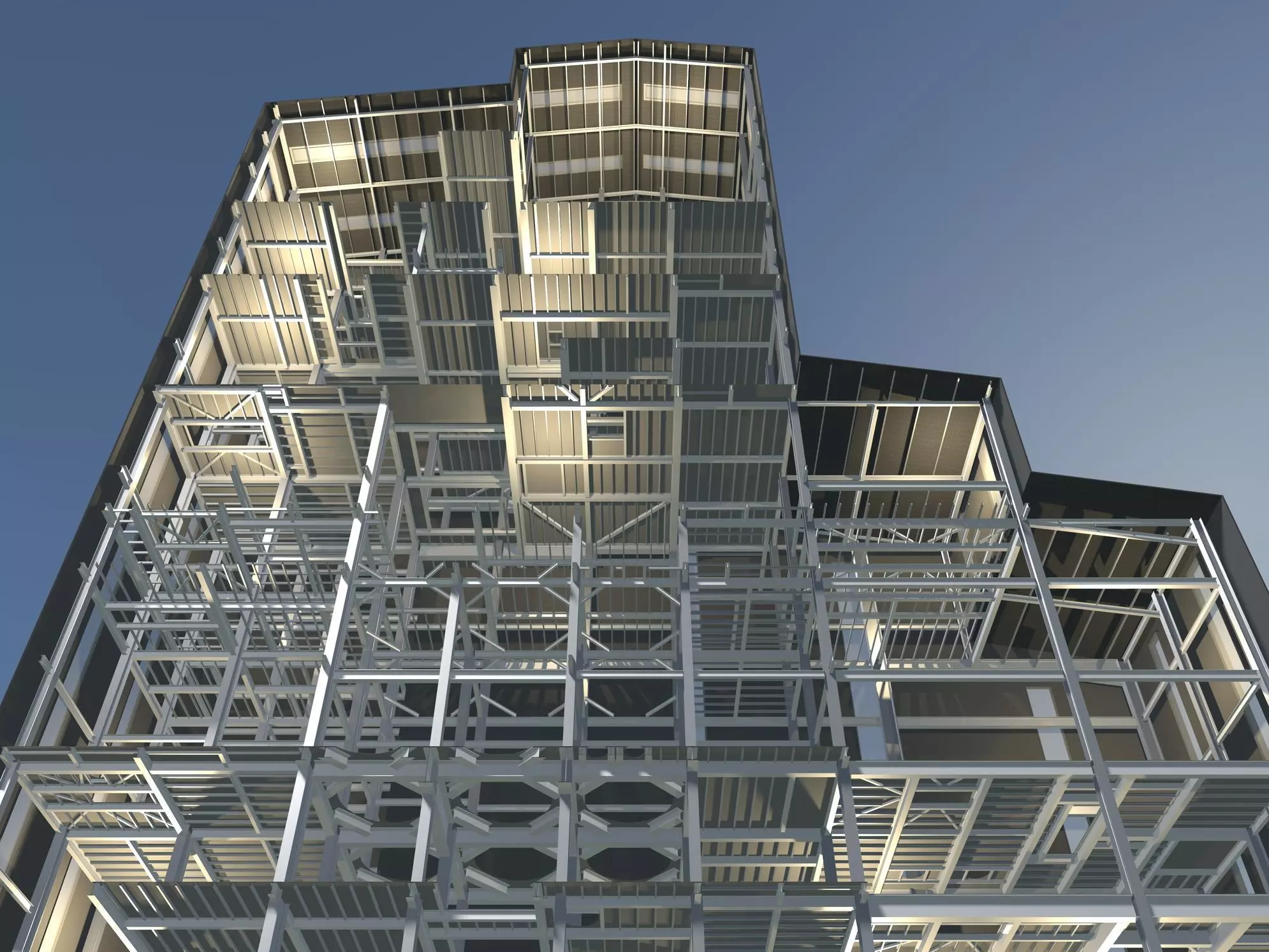 Factory tower building in section cut 25i03 3D model_0