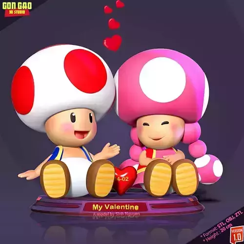 Toad and Toadette - Valentine Season 3D print model