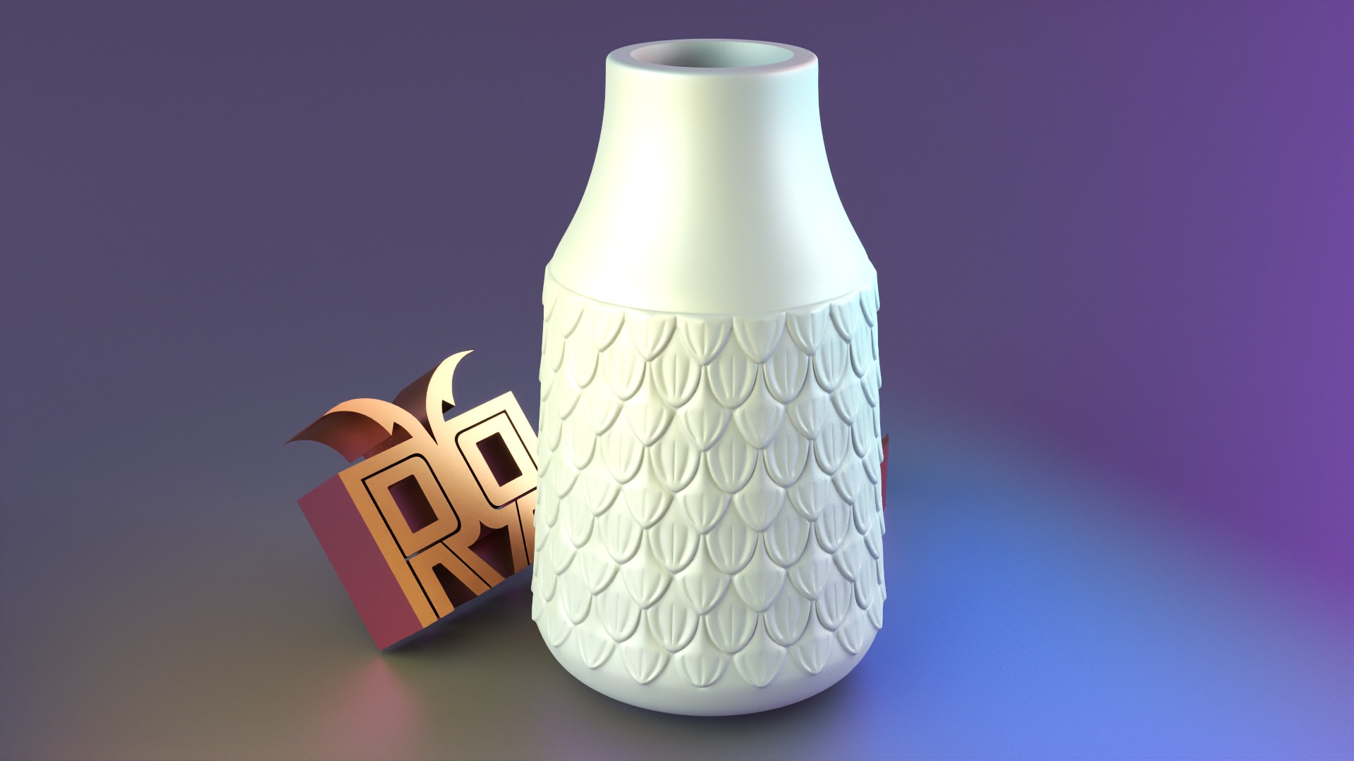 Luxury patterned vase 3D print model_1