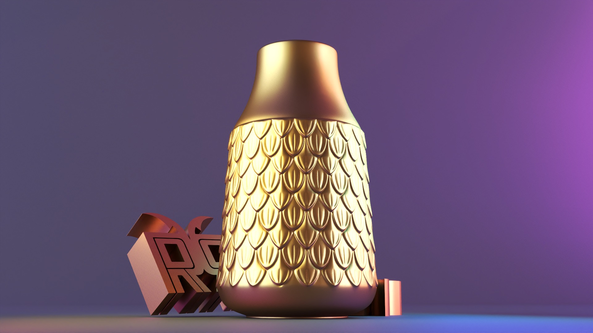 Luxury patterned vase 3D print model_3