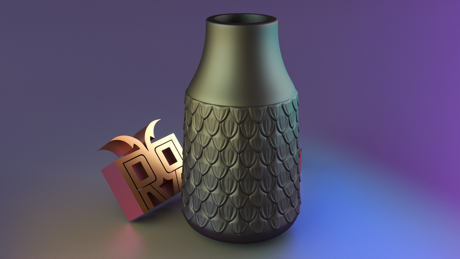 Luxury patterned vase 3D print model_8