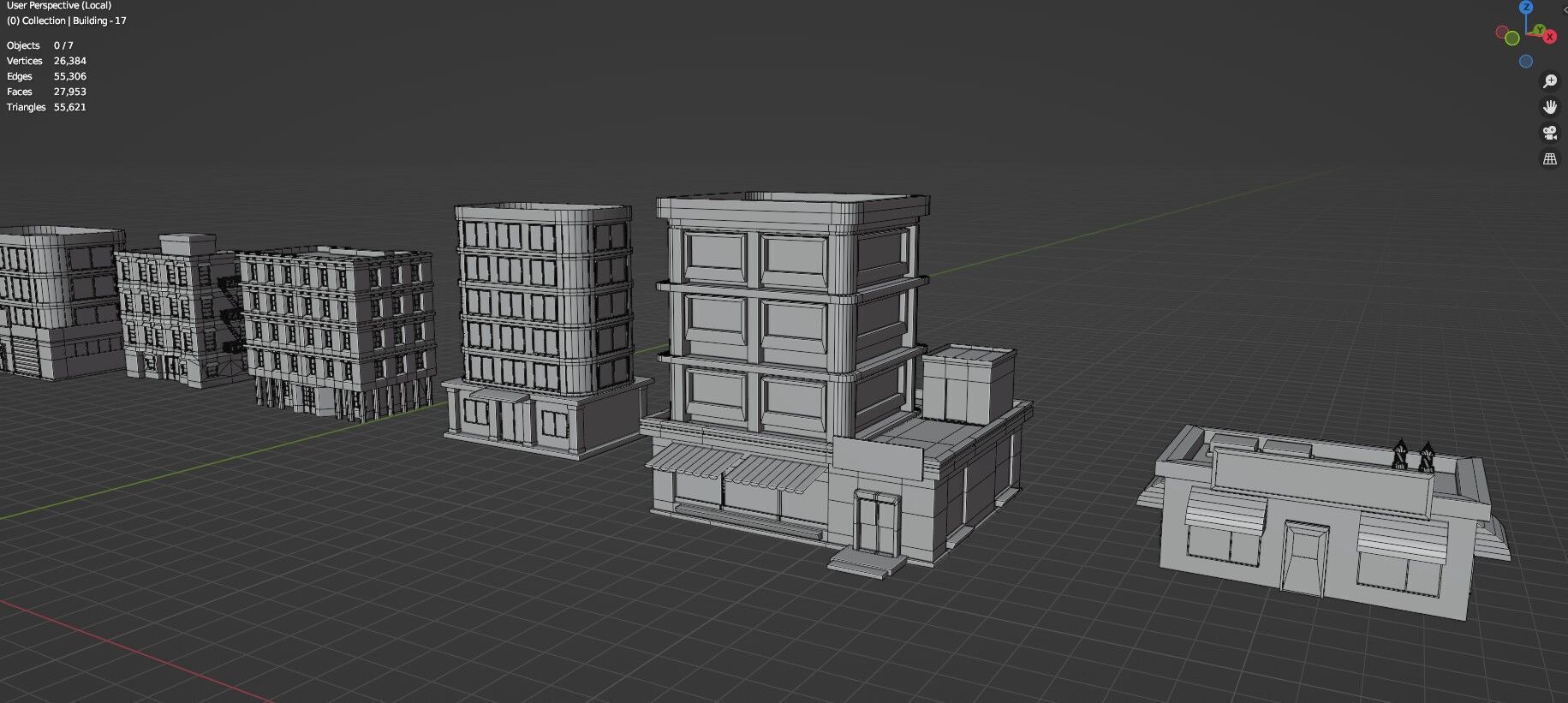 Low Poly City Buildings Pack Of 230 - Game Ready - Untextured  Low-poly 3D model_95