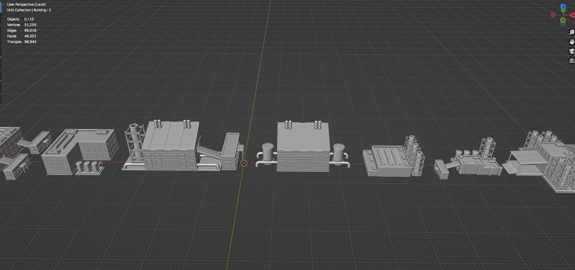 Low Poly City Buildings Pack Of 230 - Game Ready - Untextured  Low-poly 3D model_145