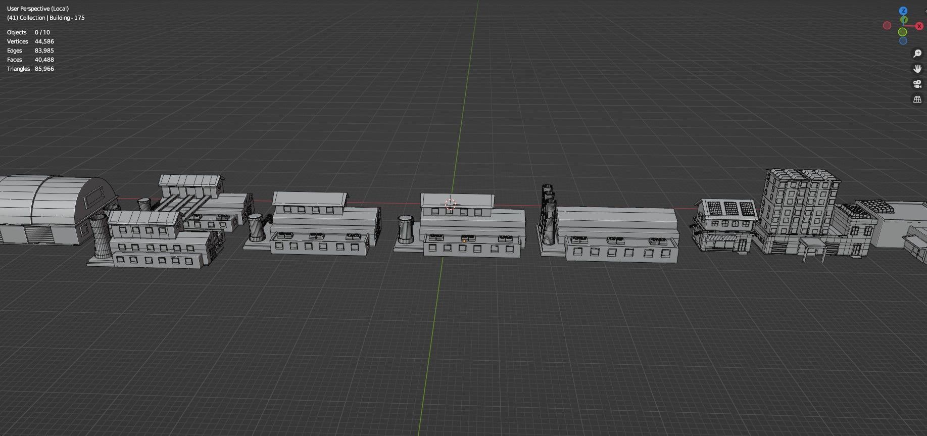 Low Poly City Buildings Pack Of 230 - Game Ready - Untextured  Low-poly 3D model_84